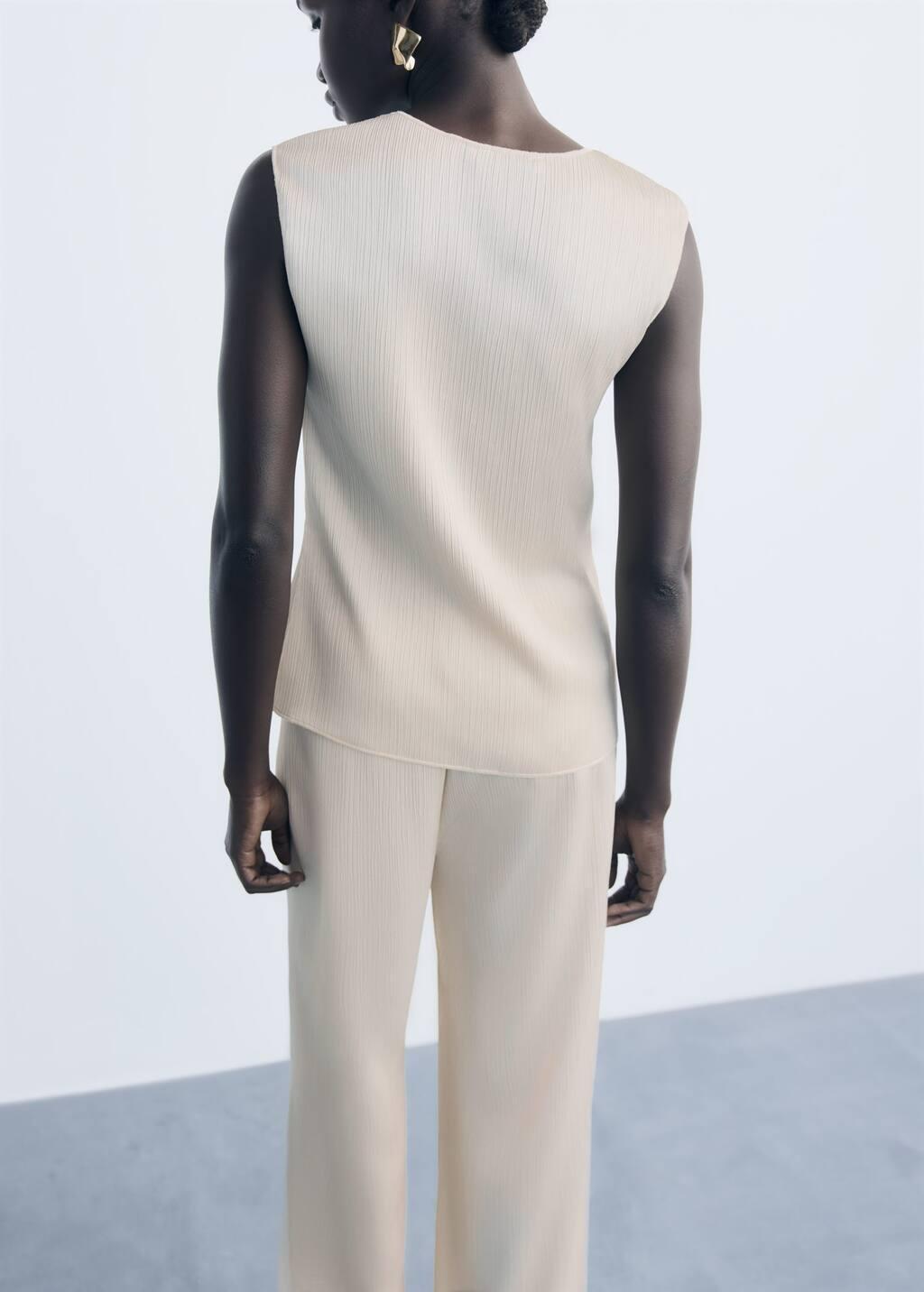 Beige Pleated knitted top, Light Beige, large image number 6