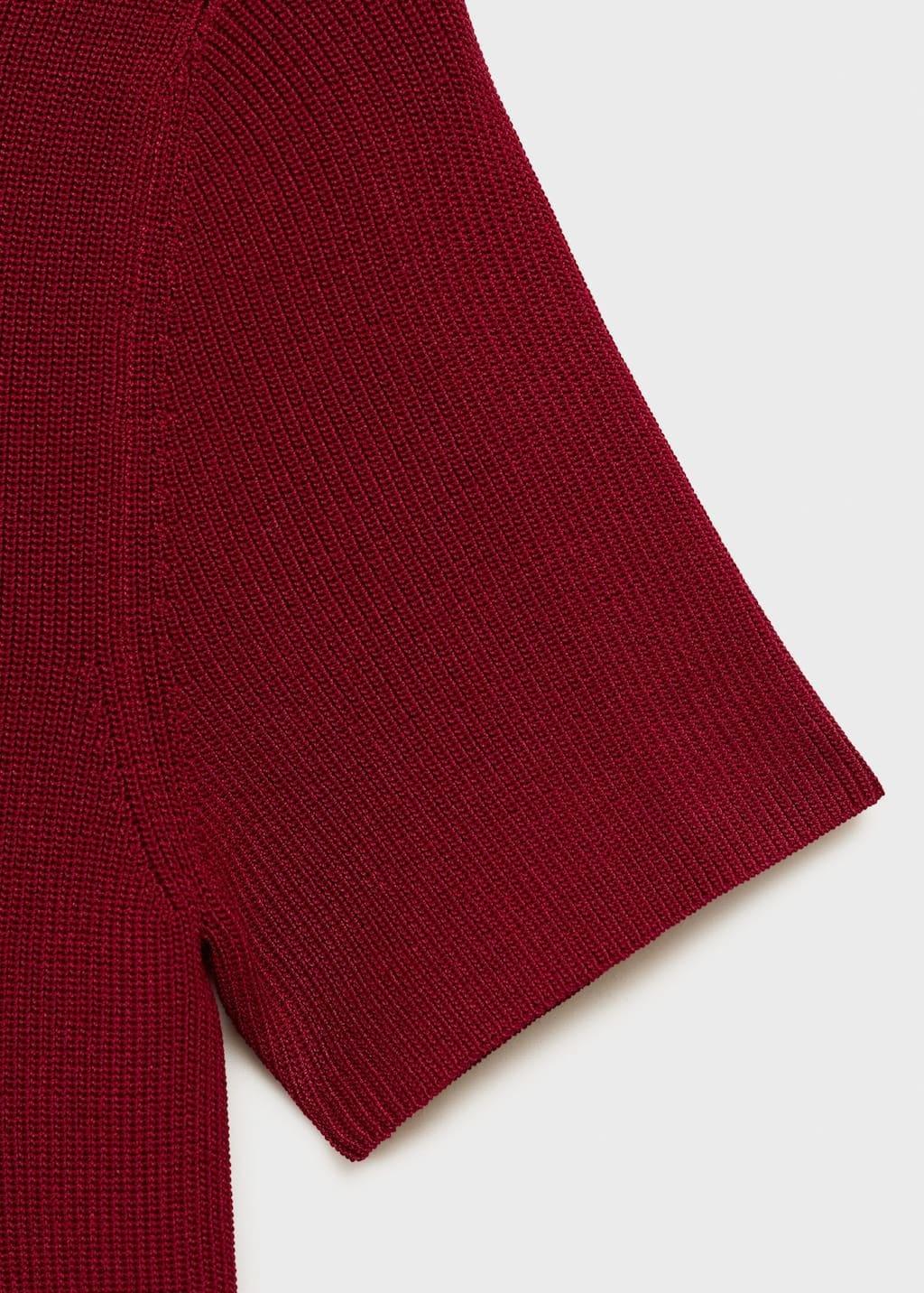 Red Perkins-Neck Knitted Dress, , large image number 1
