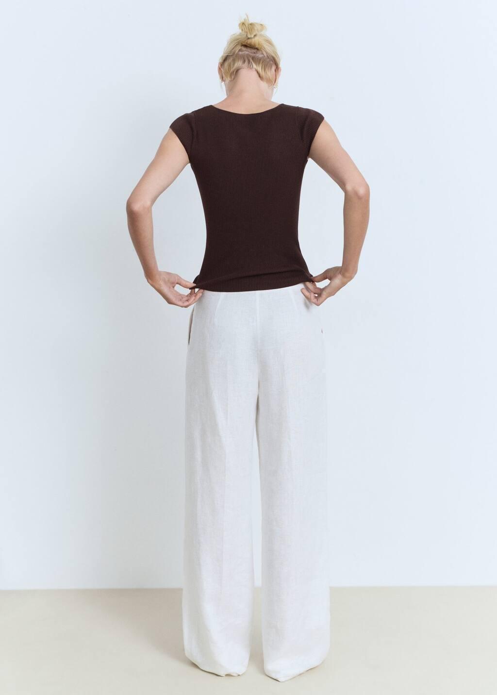 DARK BROWN Short-sleeved ribbed sweater, Dark Brown, large image number 4