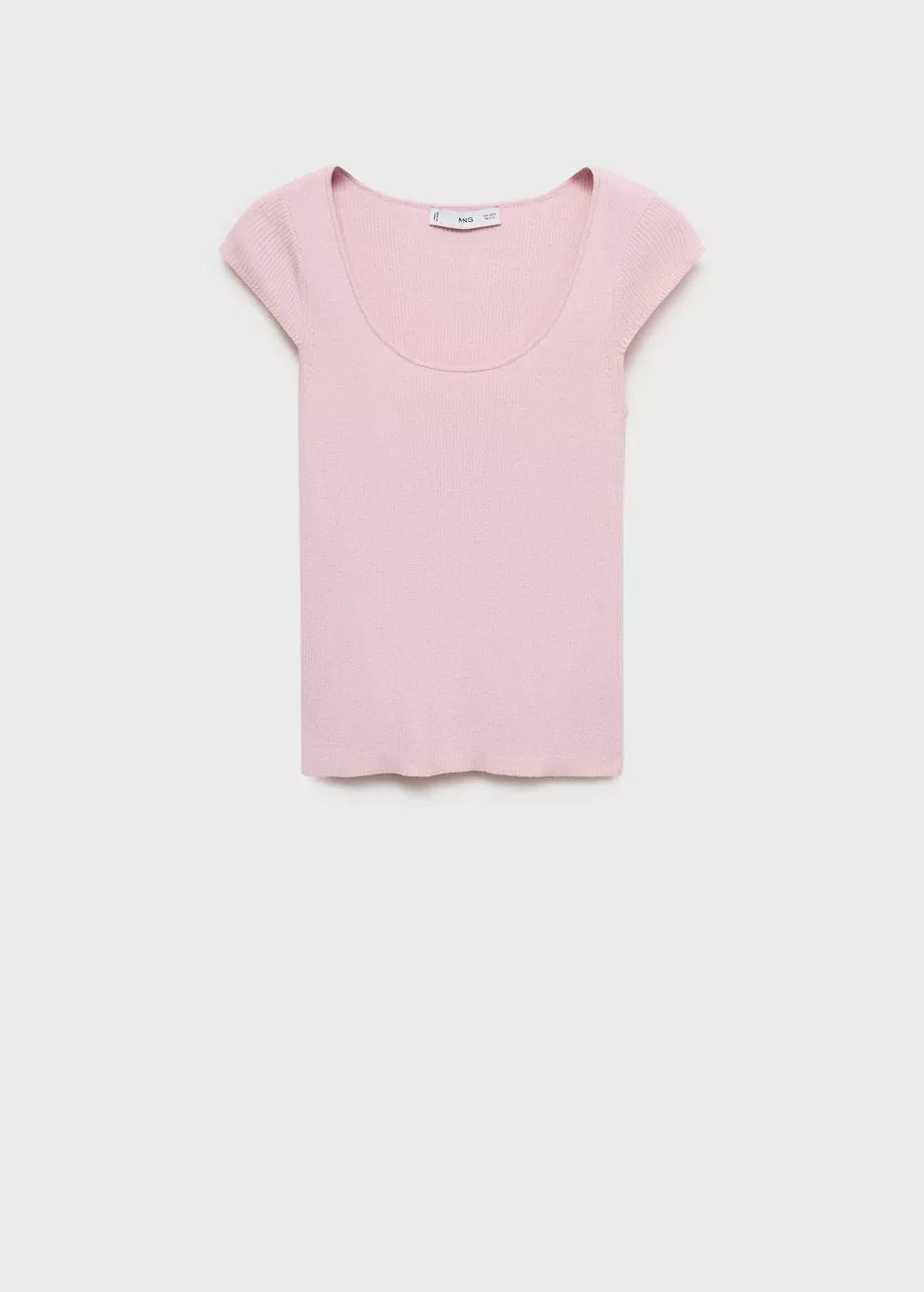 LT-PASTEL PINK Short-sleeved ribbed sweater, , large image number 0