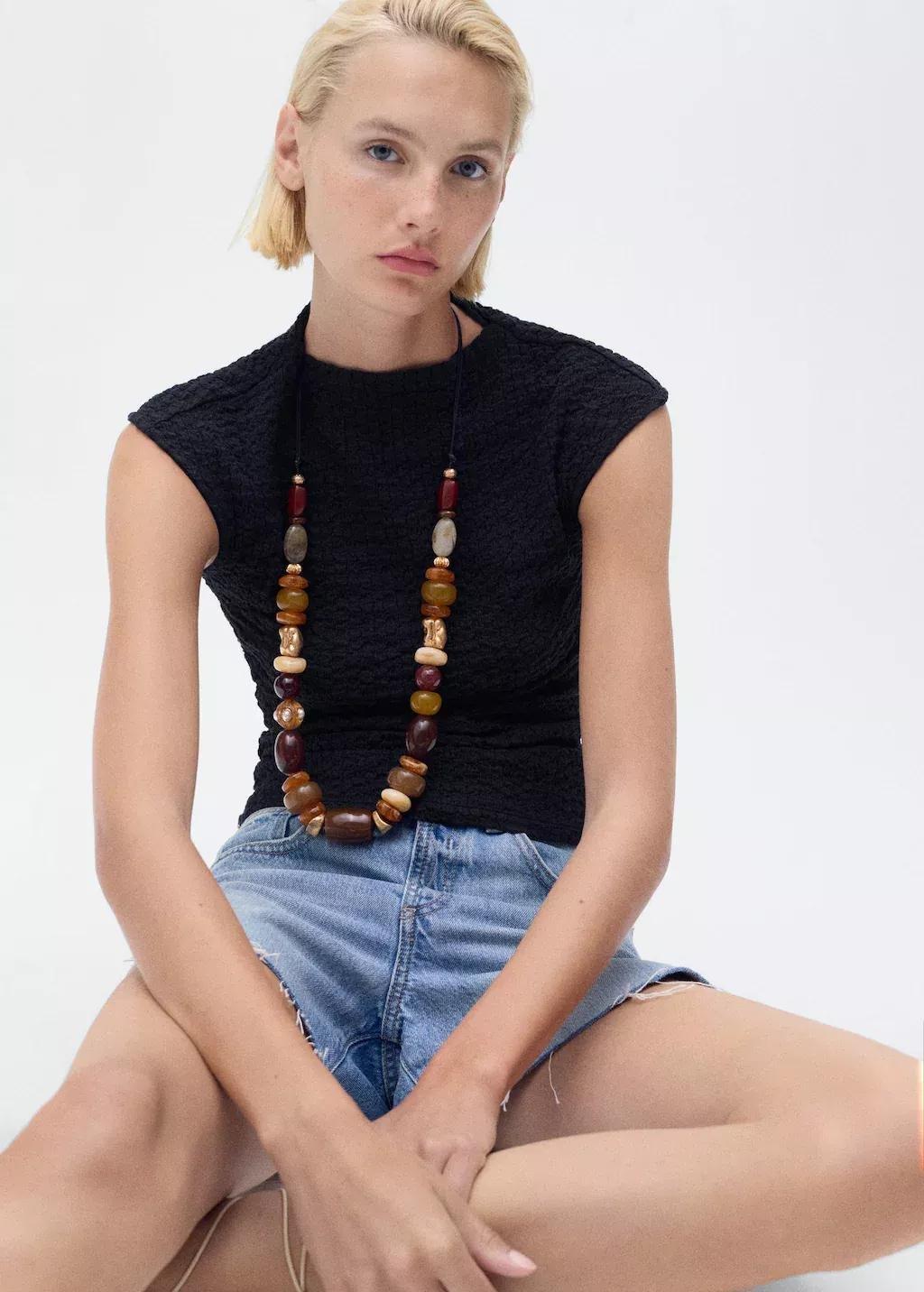 NAVY Textured cotton top, Navy, large image number 1