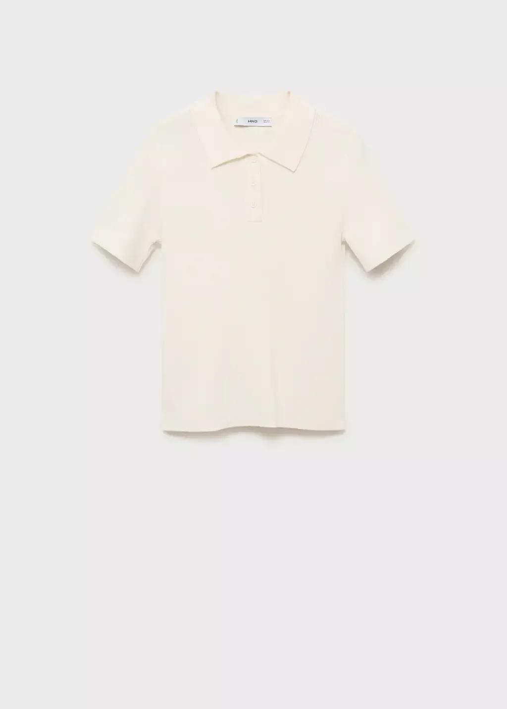 Beige Short-Sleeved Polo-Neck Sweater, 0201_05, medium