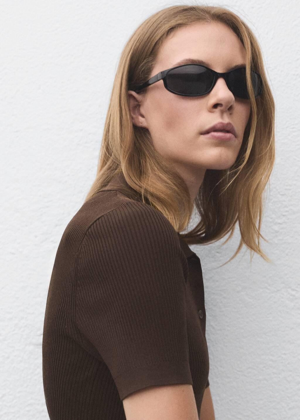 Brown Short-Sleeved Polo-Neck Sweater, Dark Brown, large image number 2
