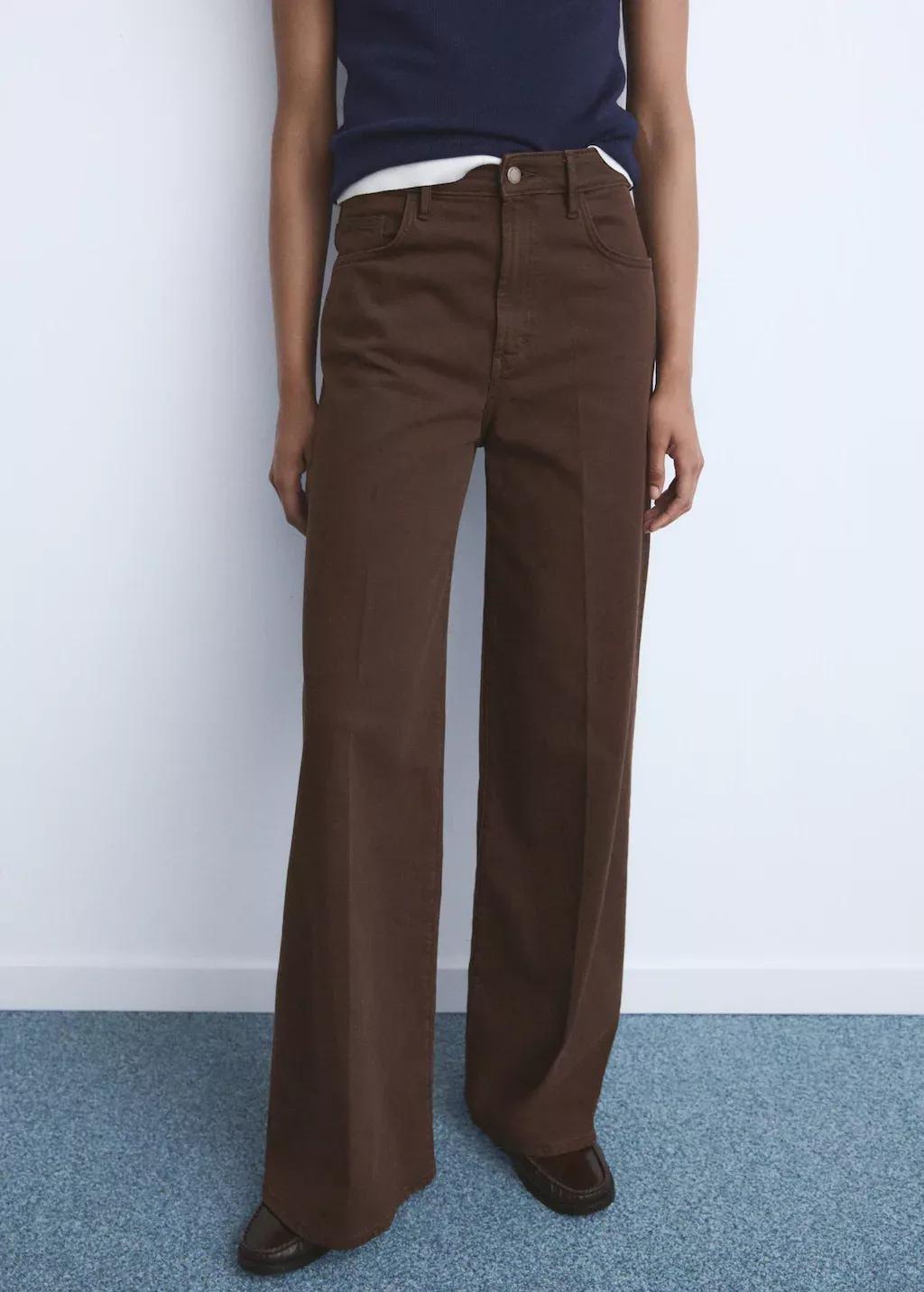 Brown High-Waisted Wide-Leg Jeans, , large image number 0