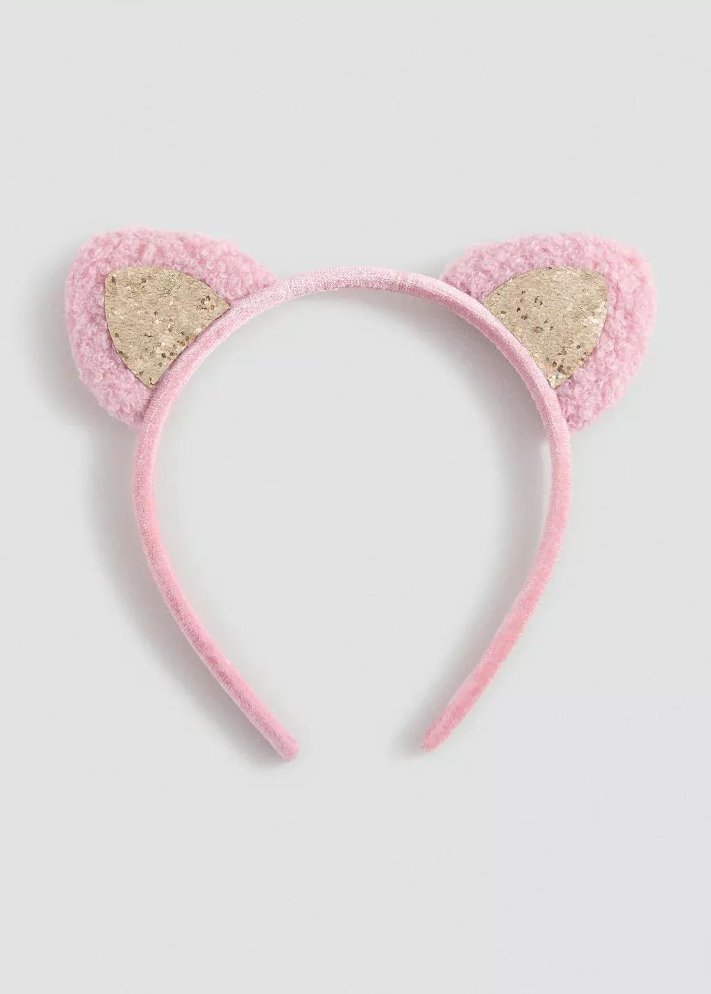 Pink Lt Pastel Kitten Ear Hairband, Kids Girl, Light-Pastel Pink, medium