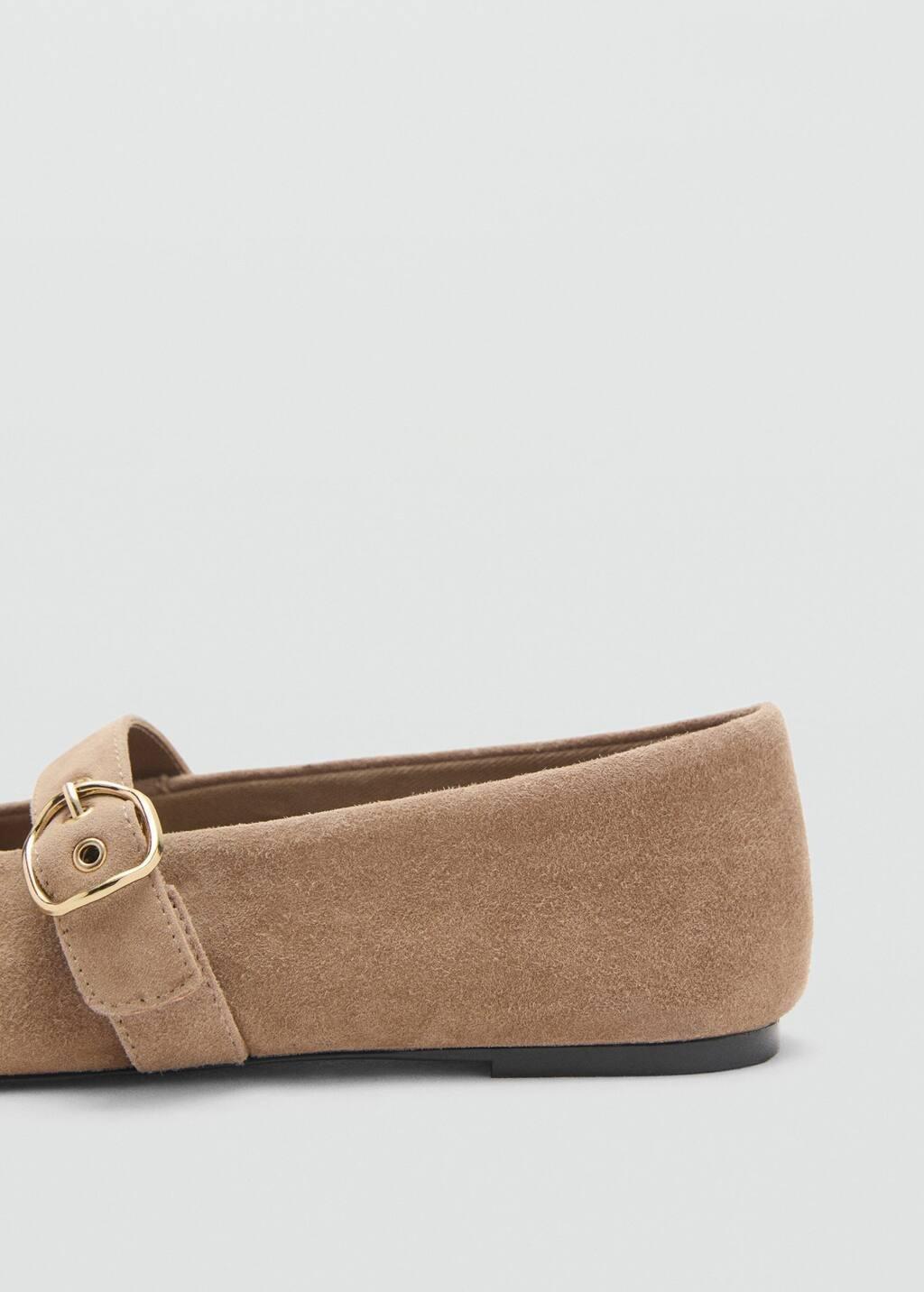 LT PASTEL BROWN Suede leather ballet flats, , large image number 1