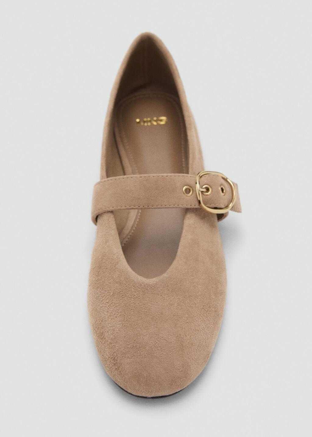 LT PASTEL BROWN Suede leather ballet flats, , large image number 2