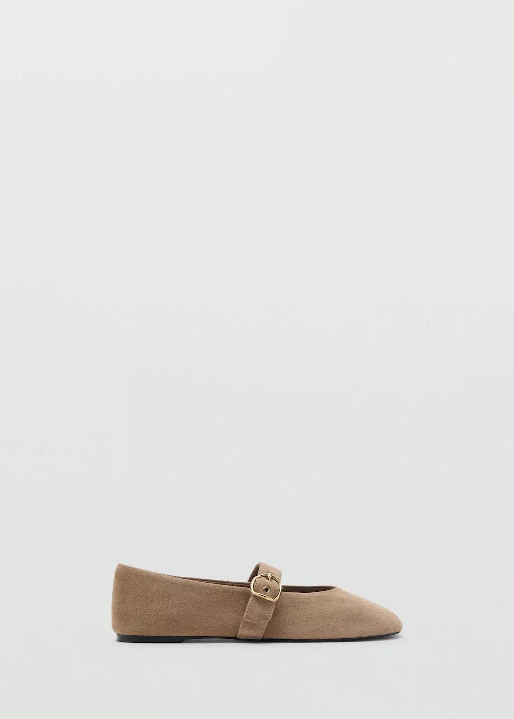 LT PASTEL BROWN Suede leather ballet flats, , large image number 3