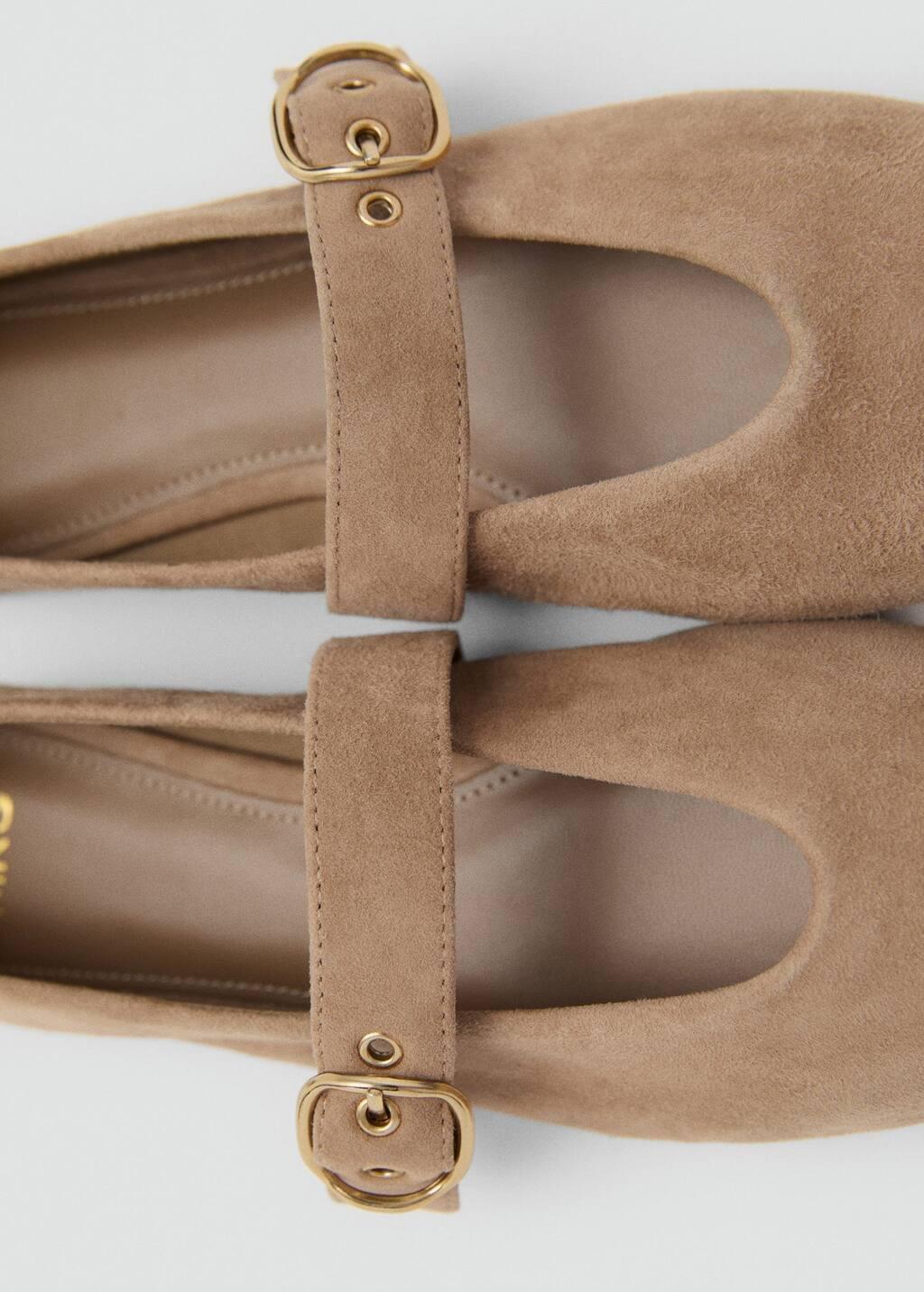LT PASTEL BROWN Suede leather ballet flats, , large image number 4