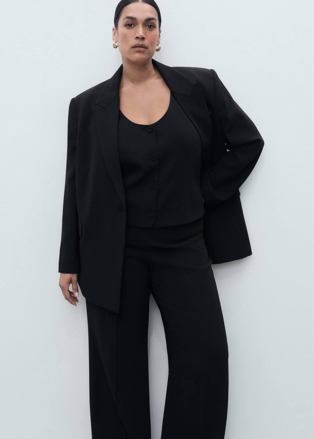 BLACK Straight mid-rise suit trousers, , large image number 4