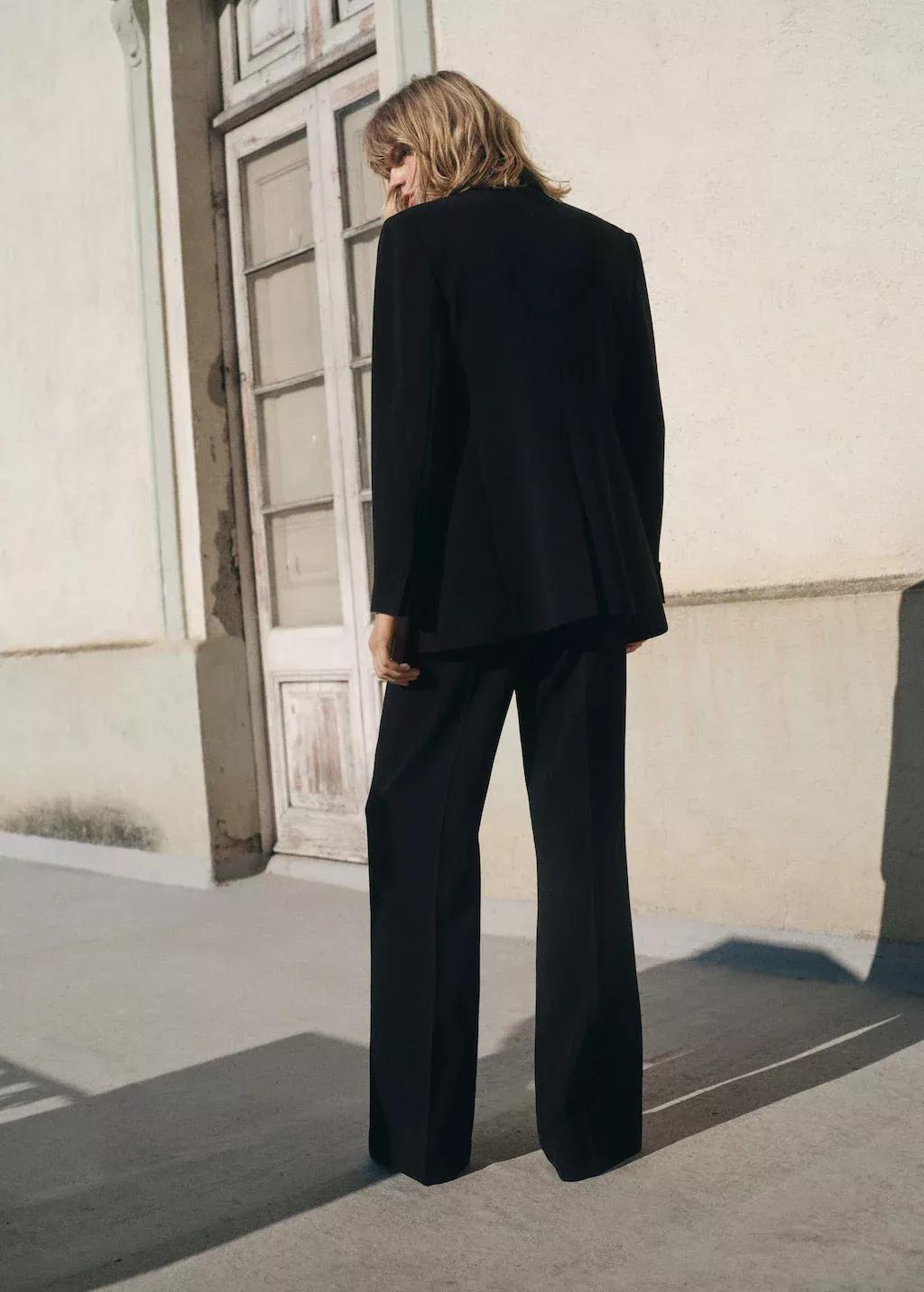 BLACK Straight mid-rise suit trousers, , large image number 7