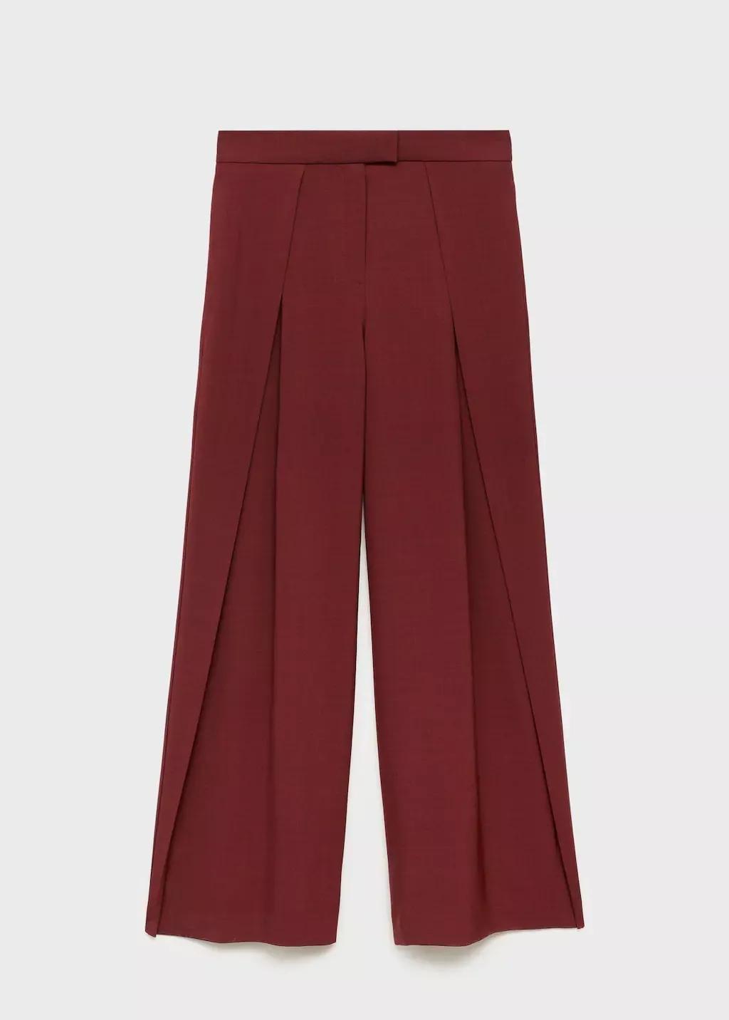 Orange Wide-Leg Pleated Suit Trousers, , large image number 3