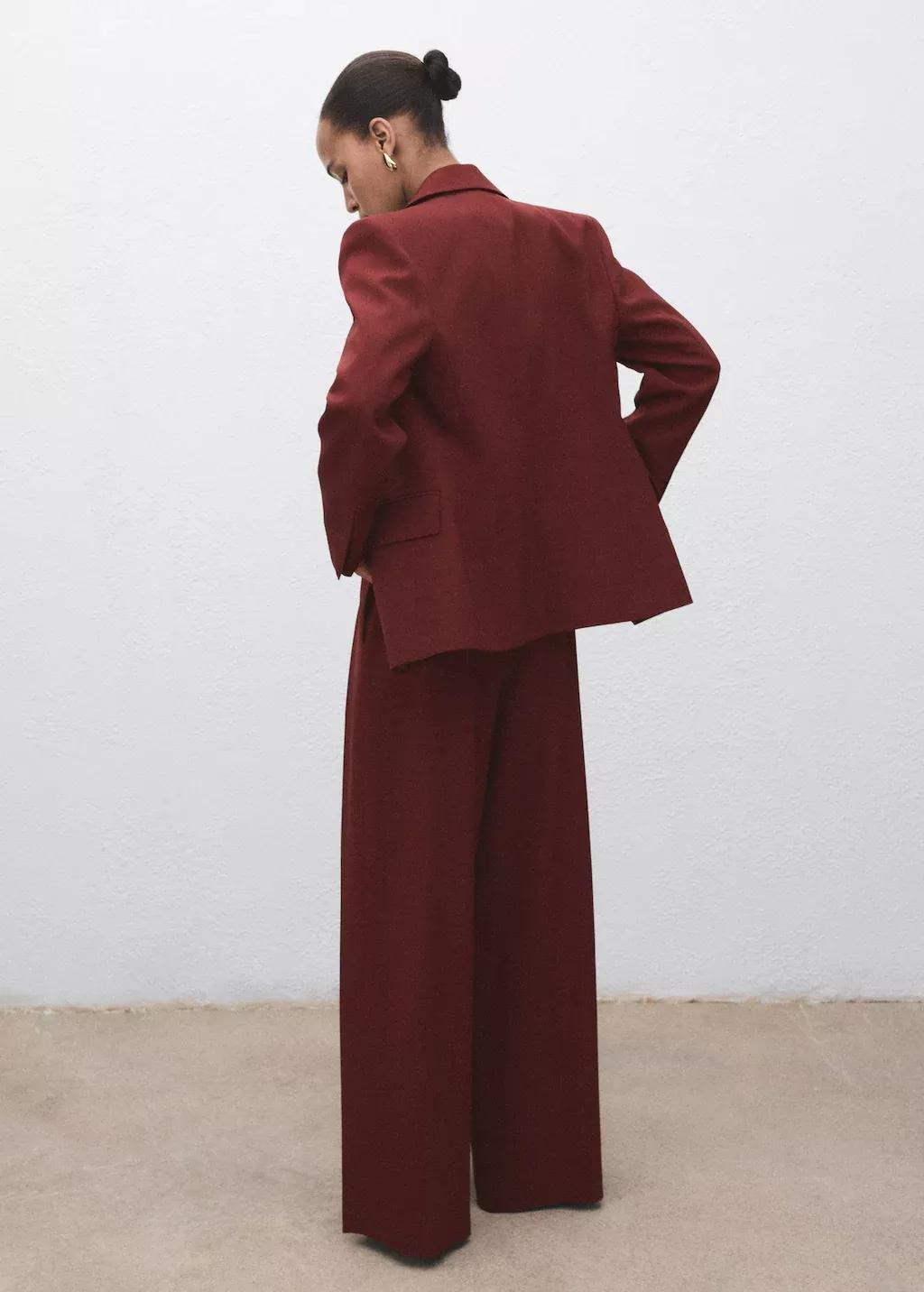 Orange Wide-Leg Pleated Suit Trousers, , large image number 6