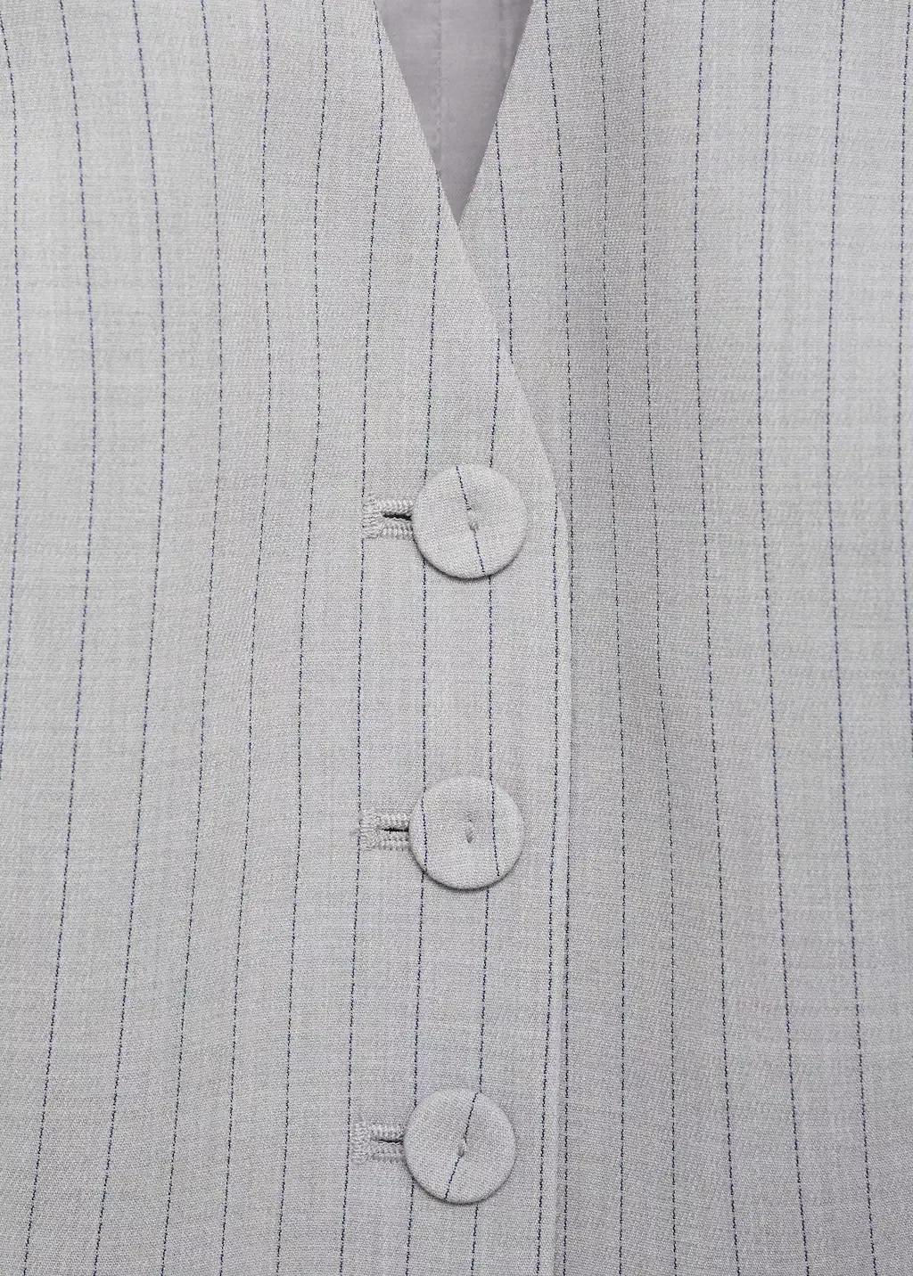 Grey Pinstriped Suit Waistcoat, , large image number 6