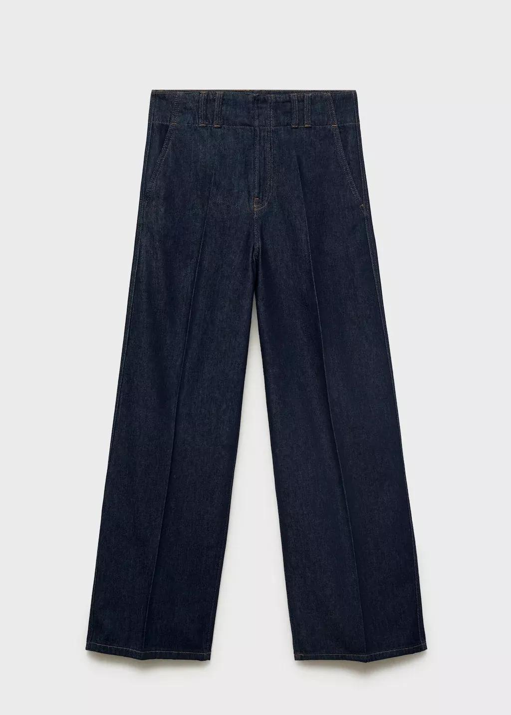 Blue Wide-Leg Denim Trousers With Belt Loops, , large image number 3