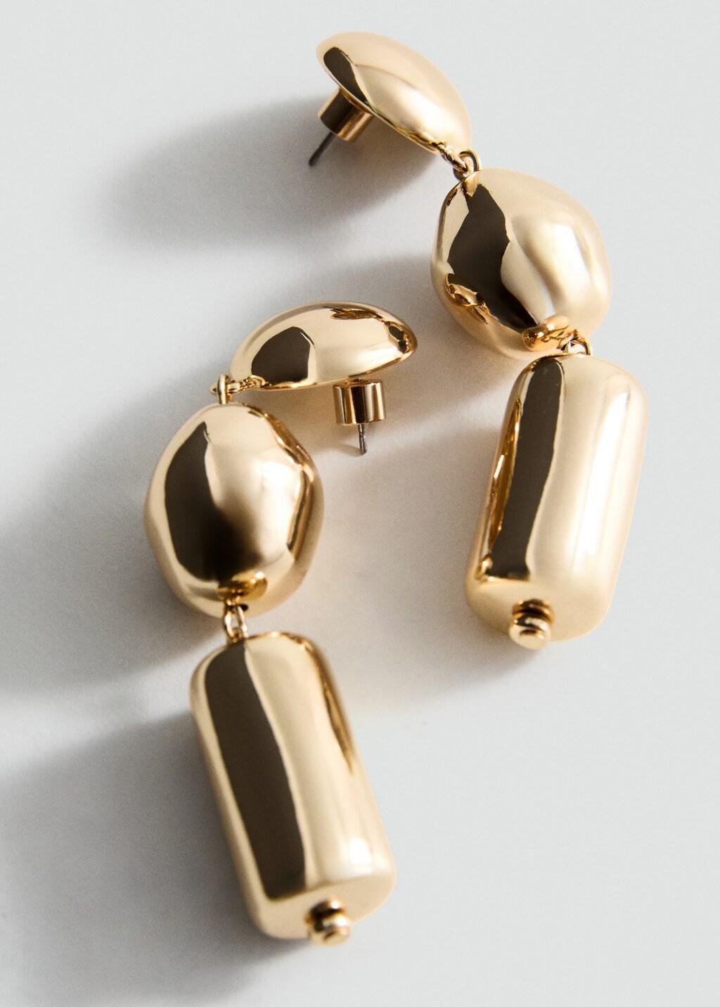 Gold Metal Pendants Earrings, Gold, large image number 5