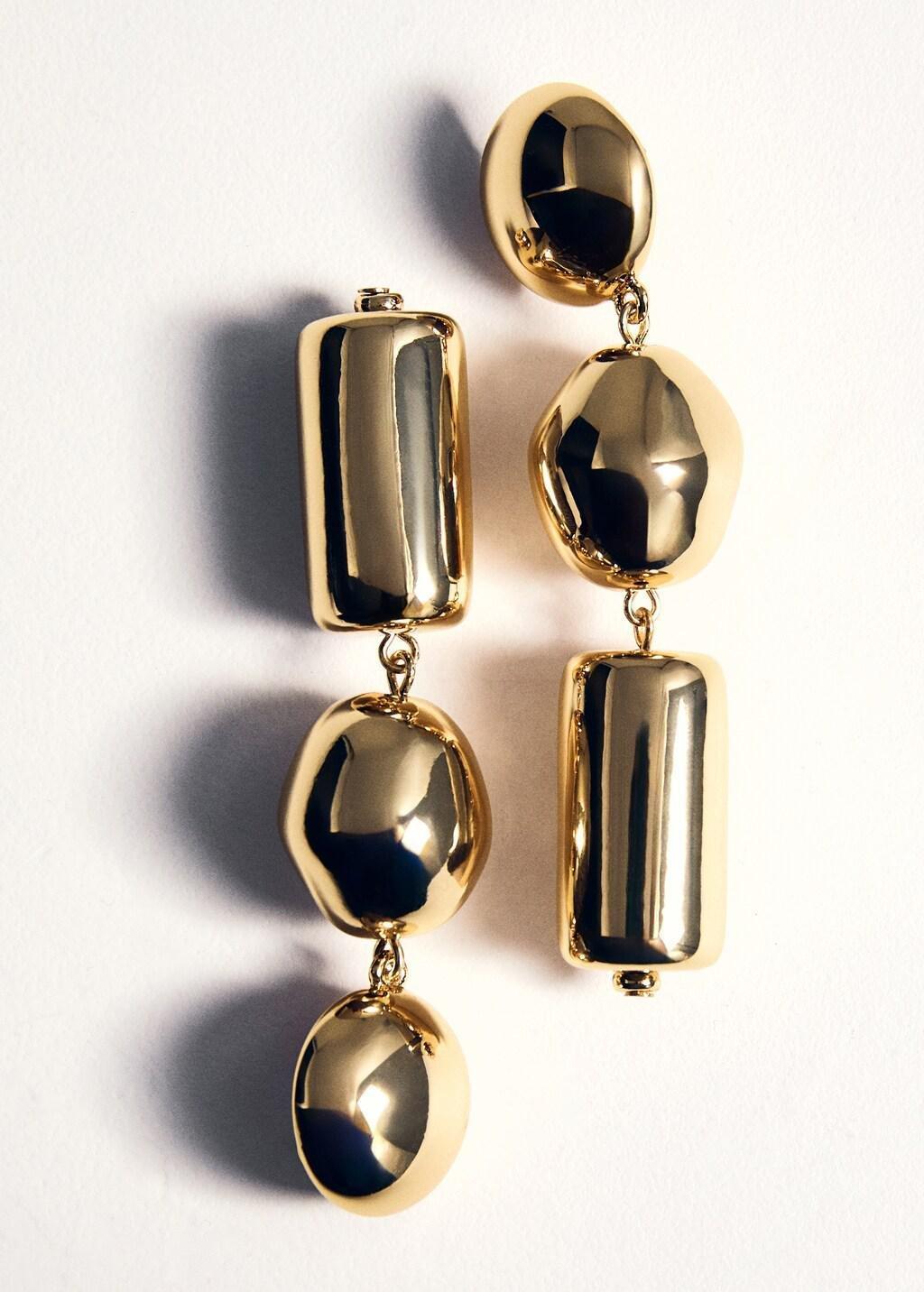 Gold Metal Pendants Earrings, Gold, large image number 6