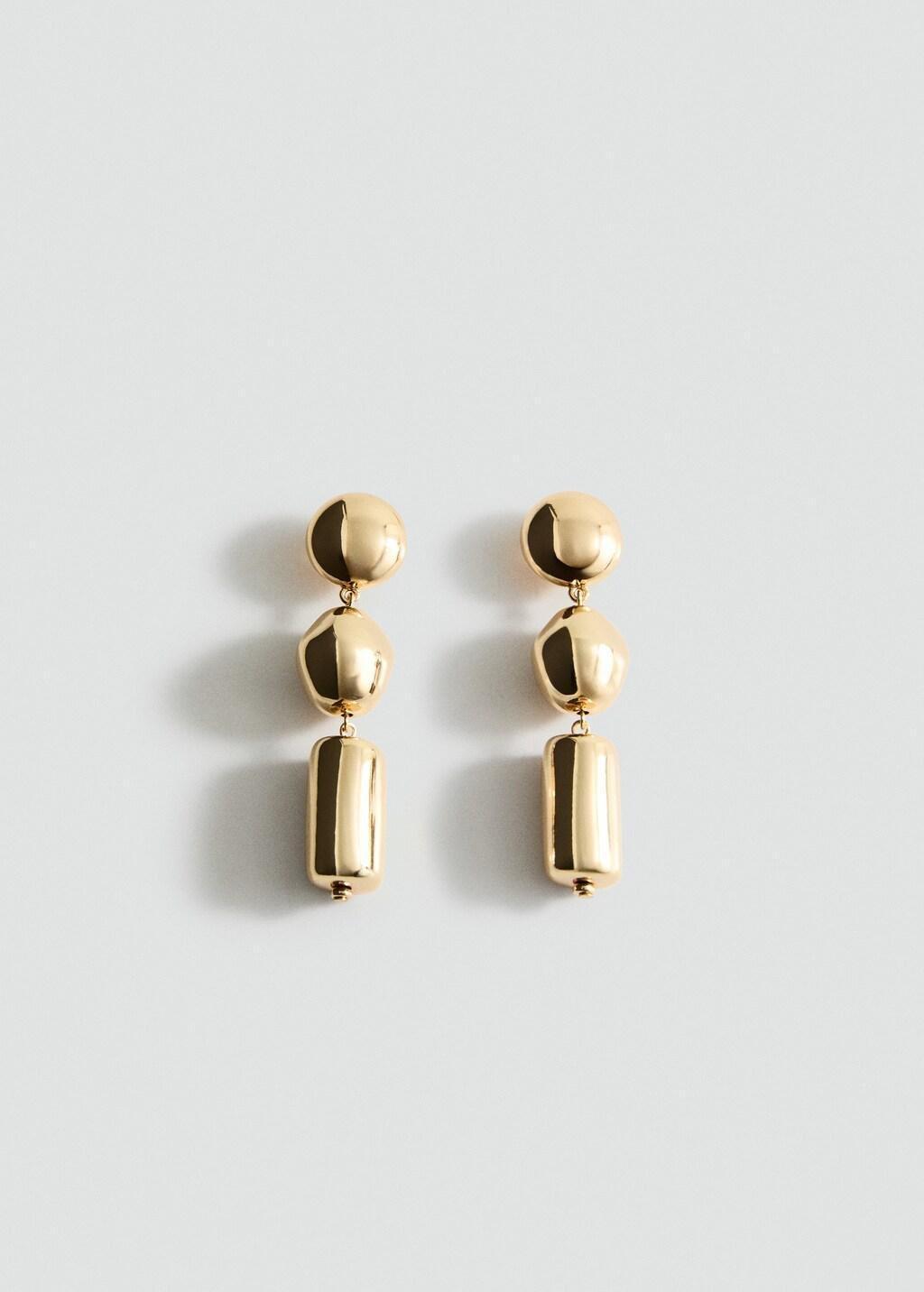 Gold Metal Pendants Earrings, Gold, large image number 11