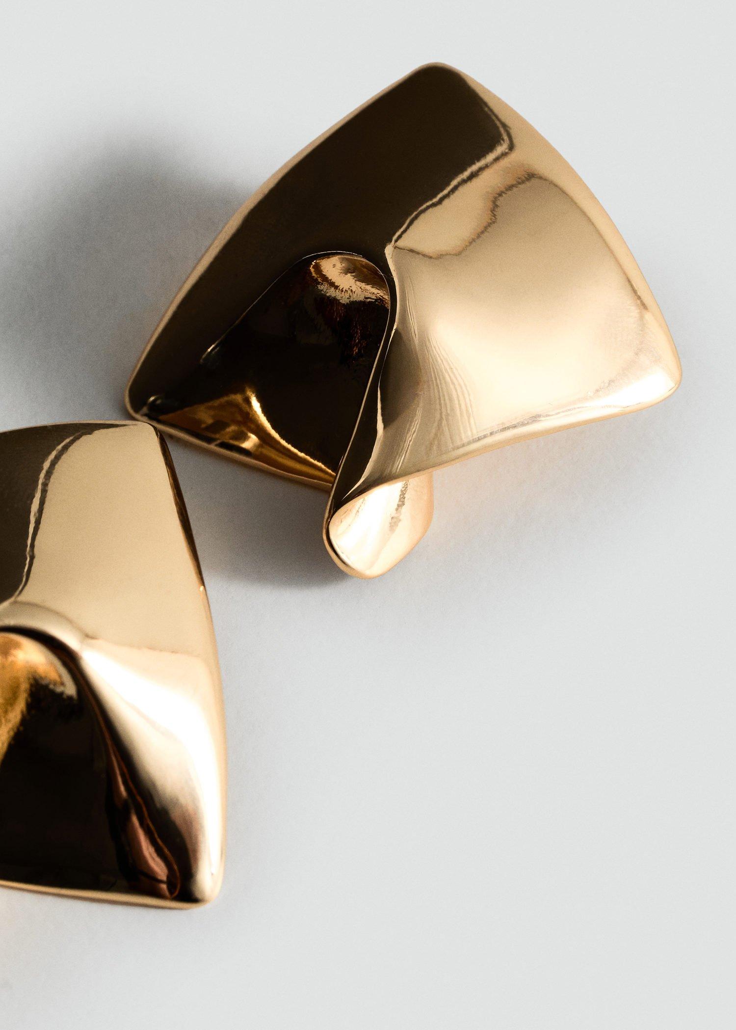 Gold Irregular Metallic Earrings, Gold, large image number 2