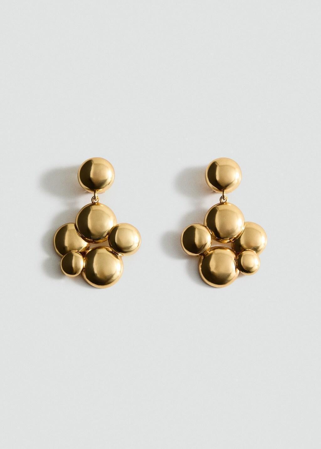 Gold Round Hanging Earrings, Gold, large image number 10