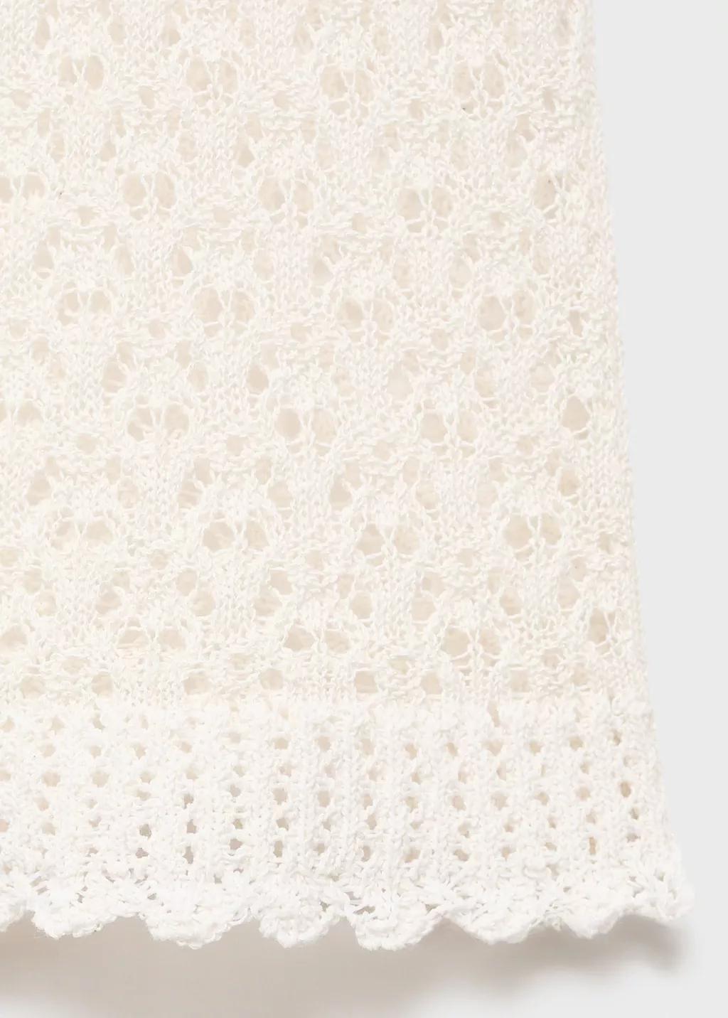 Beige Openwork Knit Top, , large image number 3