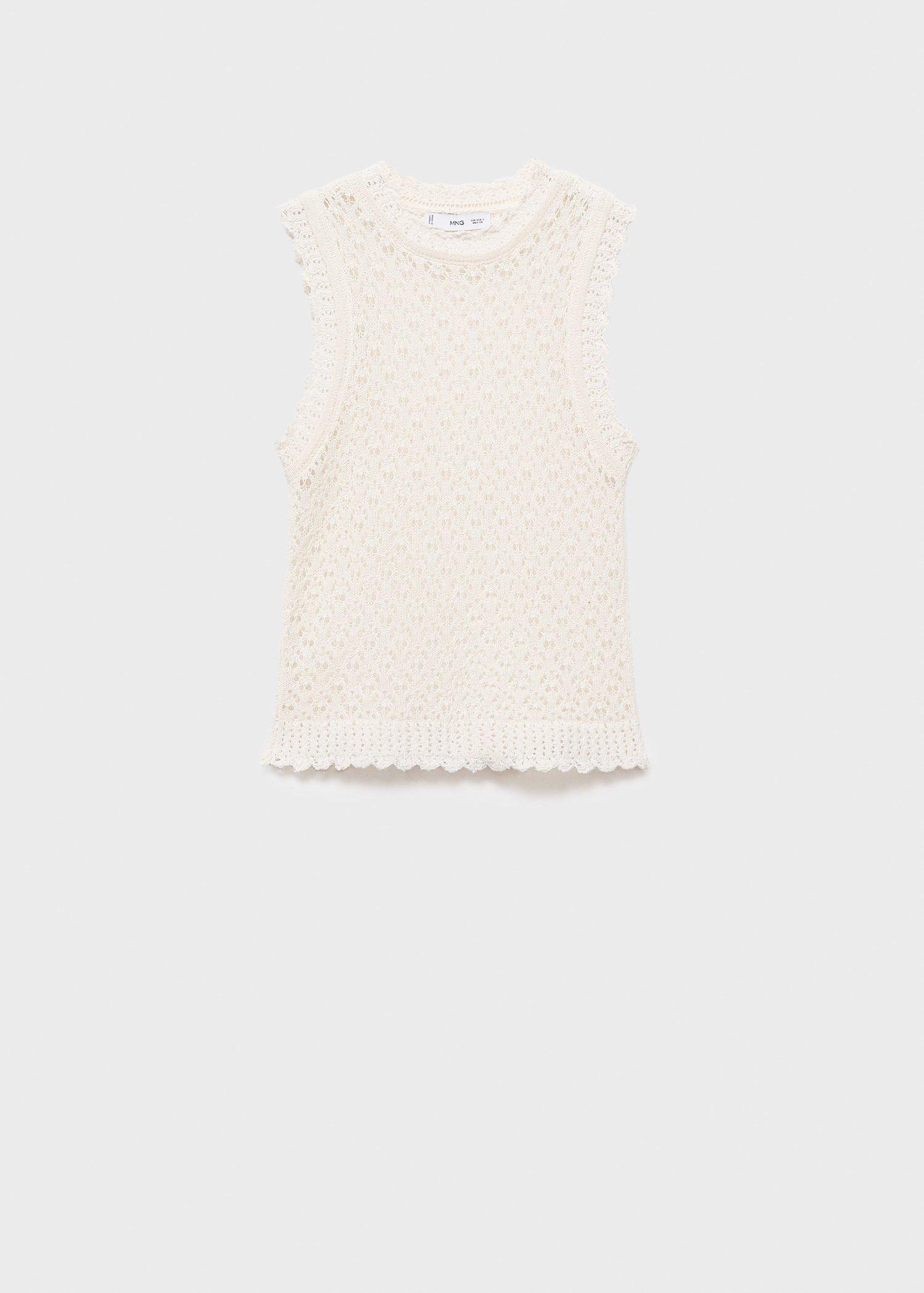 Beige Openwork Knit Top, , large image number 10