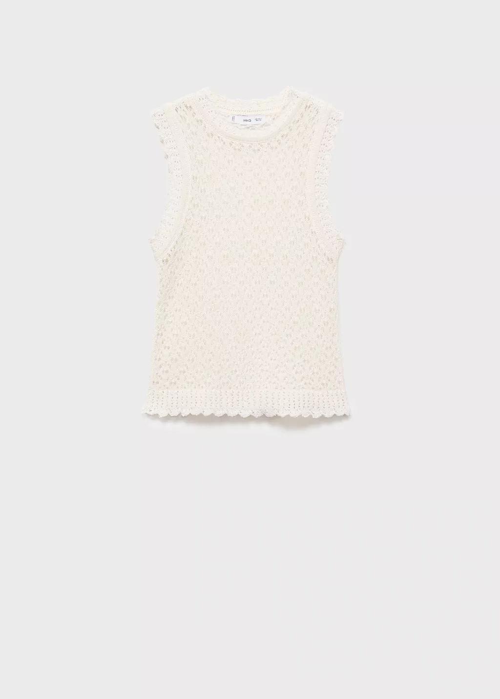 Beige Openwork Knit Top, , large image number 13