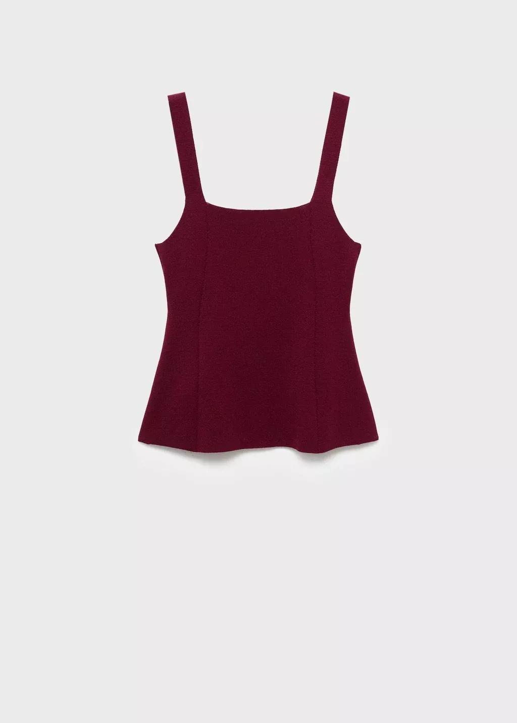 Red Flared Knit Top, , large image number 3