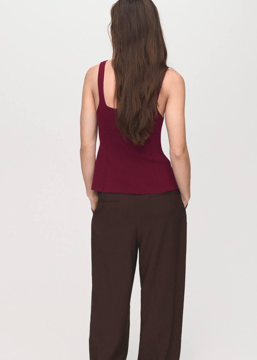 Red Flared Knit Top, , large image number 4