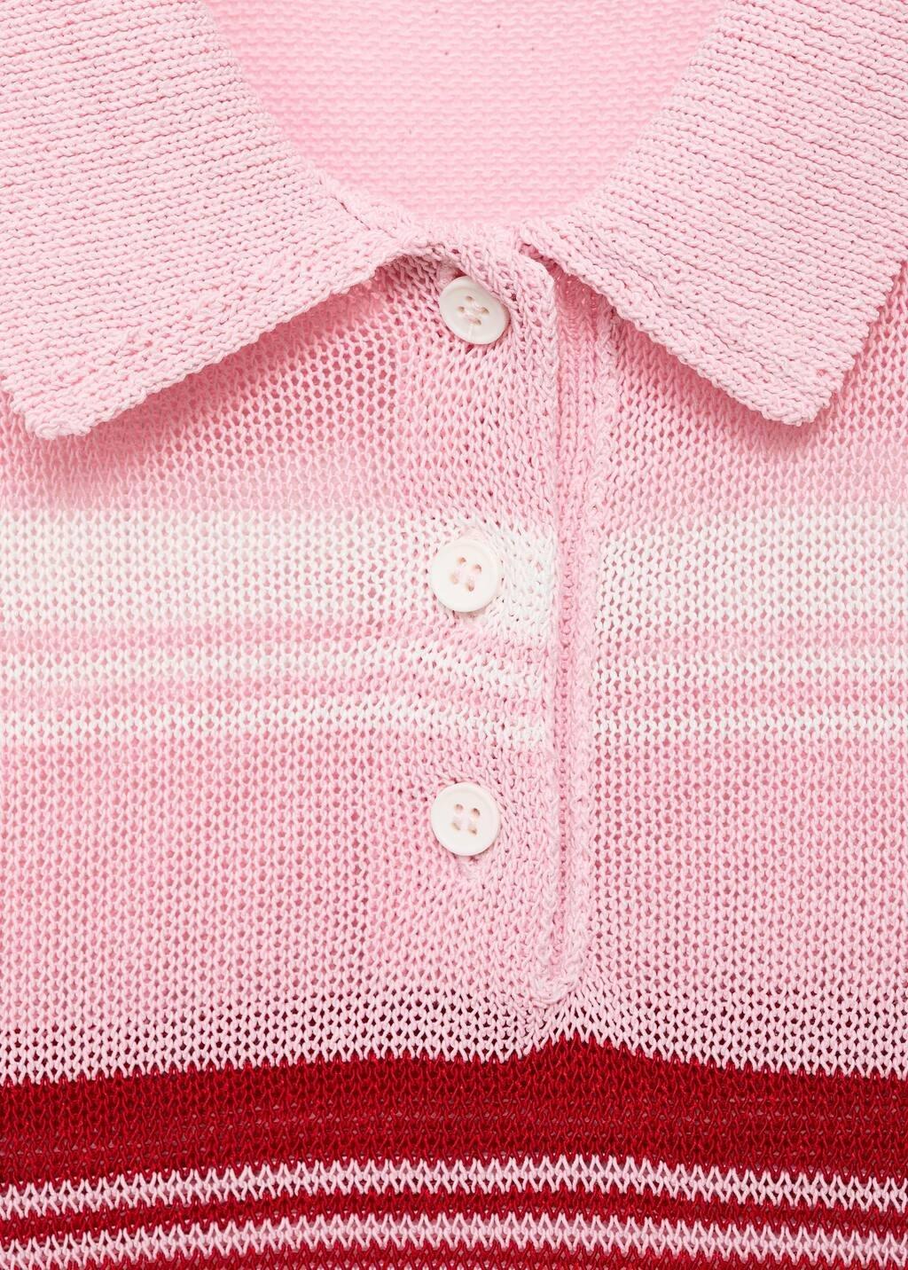 Pink Lt Pastel Striped Knitted Polo-Neck Top, Light-Pastel Pink, large image number 1