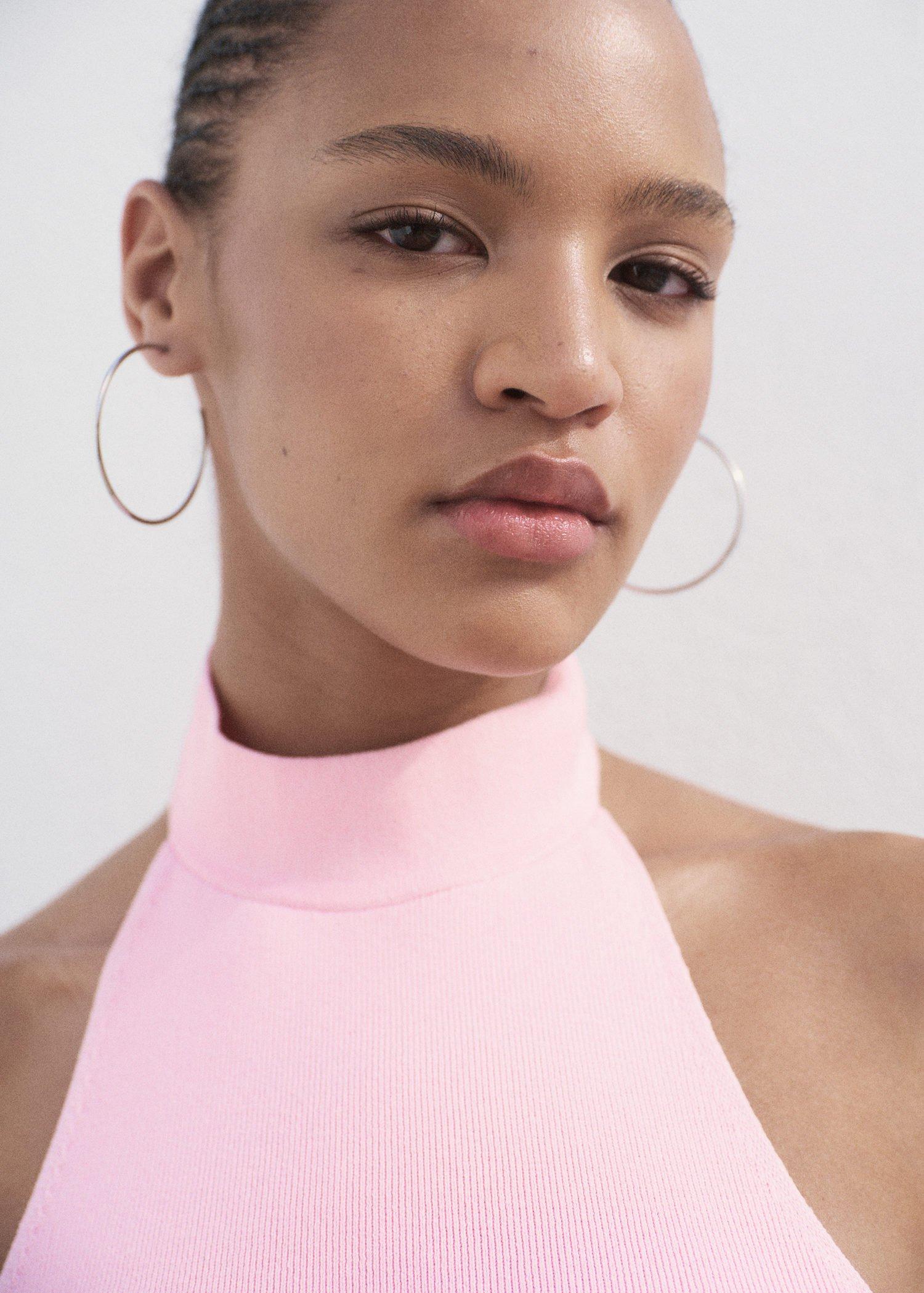 Pink Lt Pastel Halter-Neck Knitted Top, , large image number 2