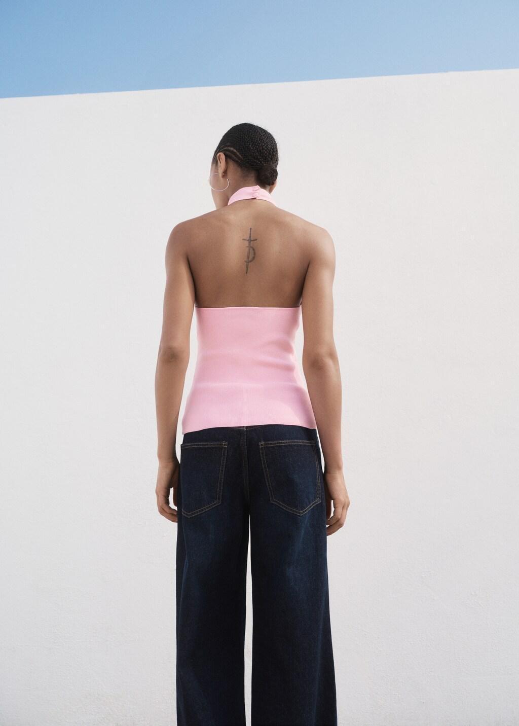 Pink Lt Pastel Halter-Neck Knitted Top, , large image number 5