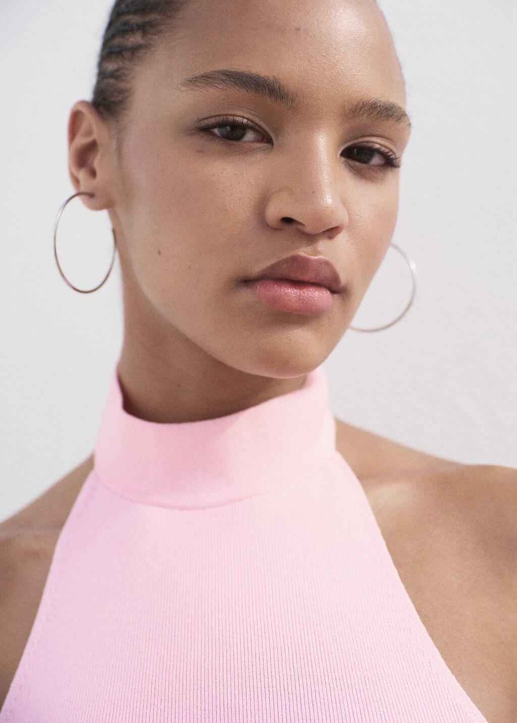 Pink Lt Pastel Halter-Neck Knitted Top, , large image number 9