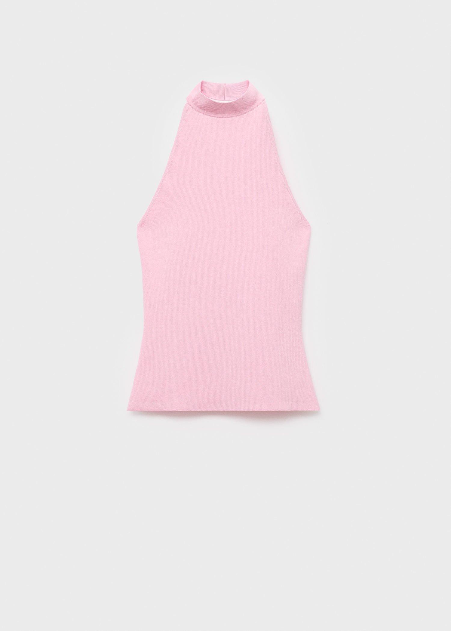 Pink Lt Pastel Halter-Neck Knitted Top, , large image number 10