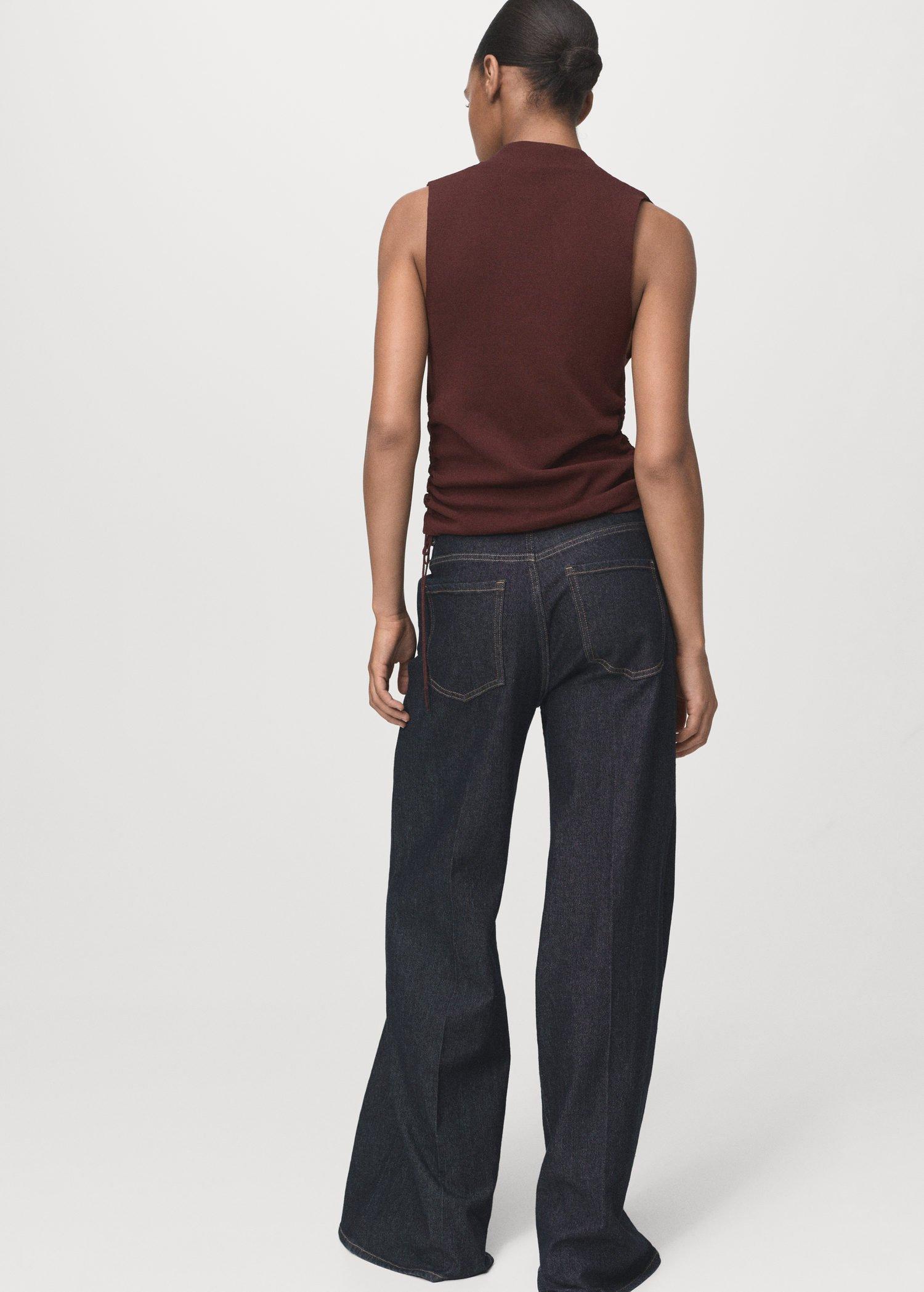 BROWN Gathered knit top, , large image number 4