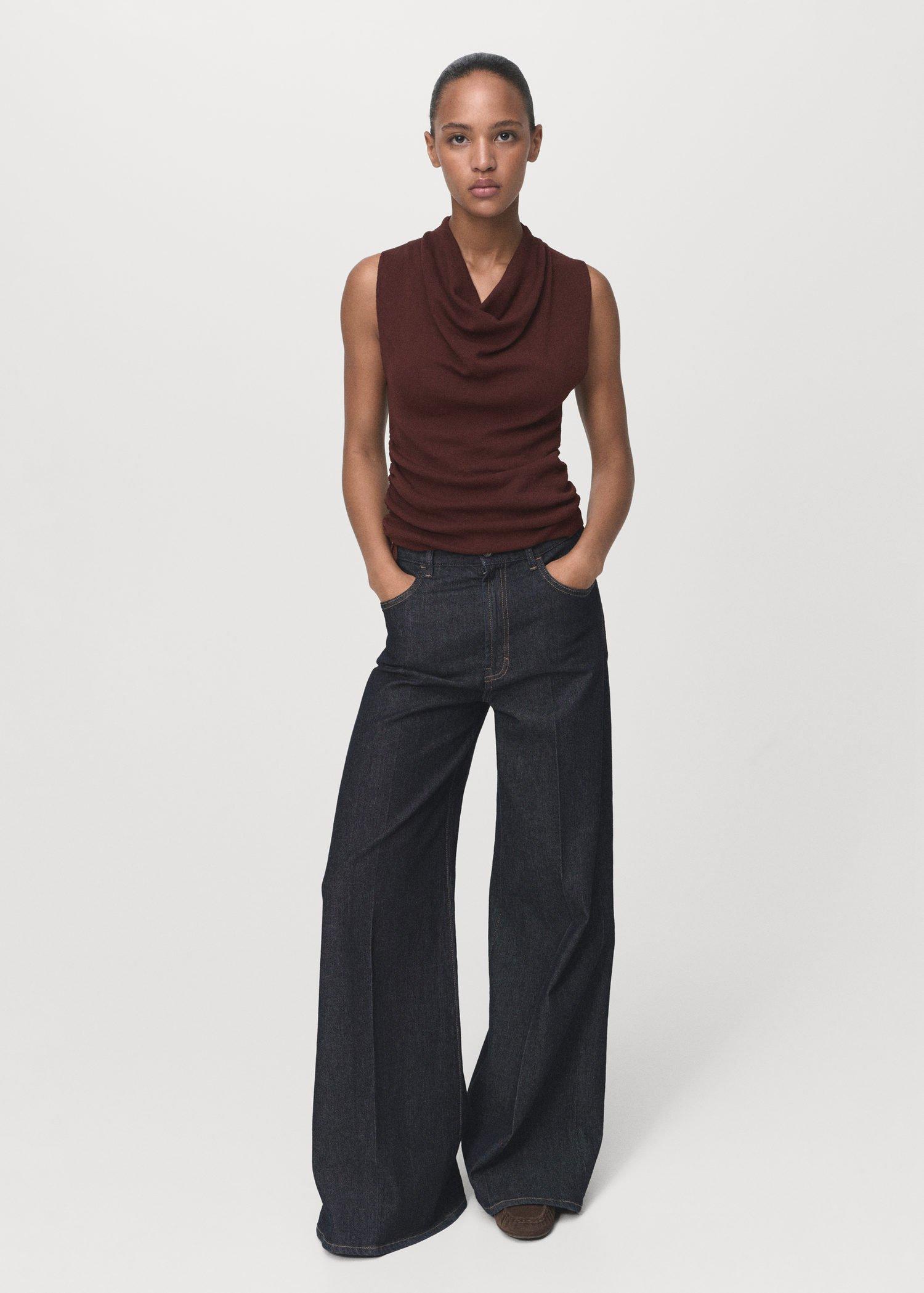 BROWN Gathered knit top, , large image number 10