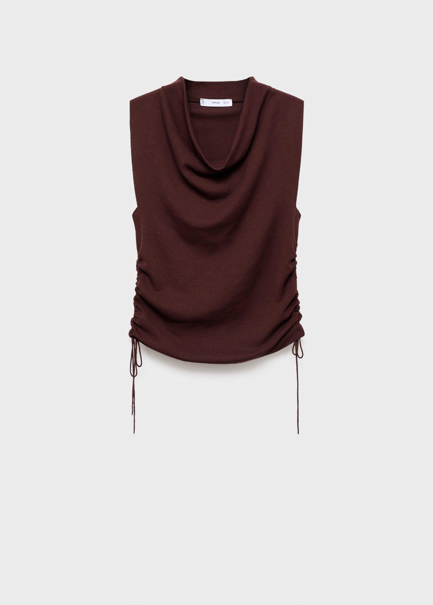 BROWN Gathered knit top, , large image number 14