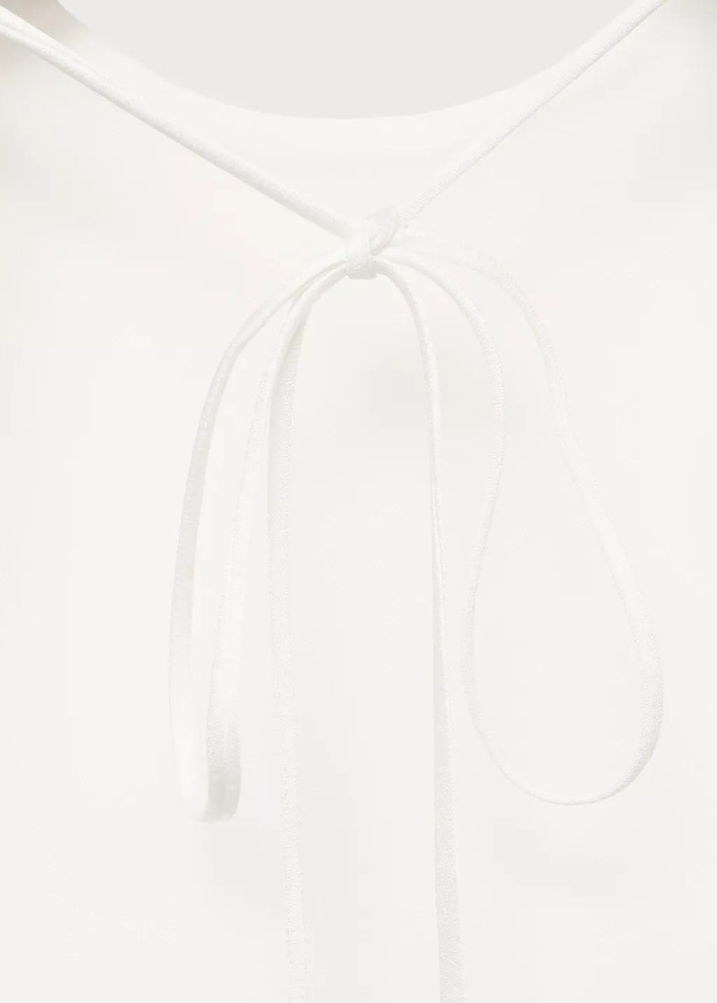 White Asymmetrical Satin Top, , large image number 1