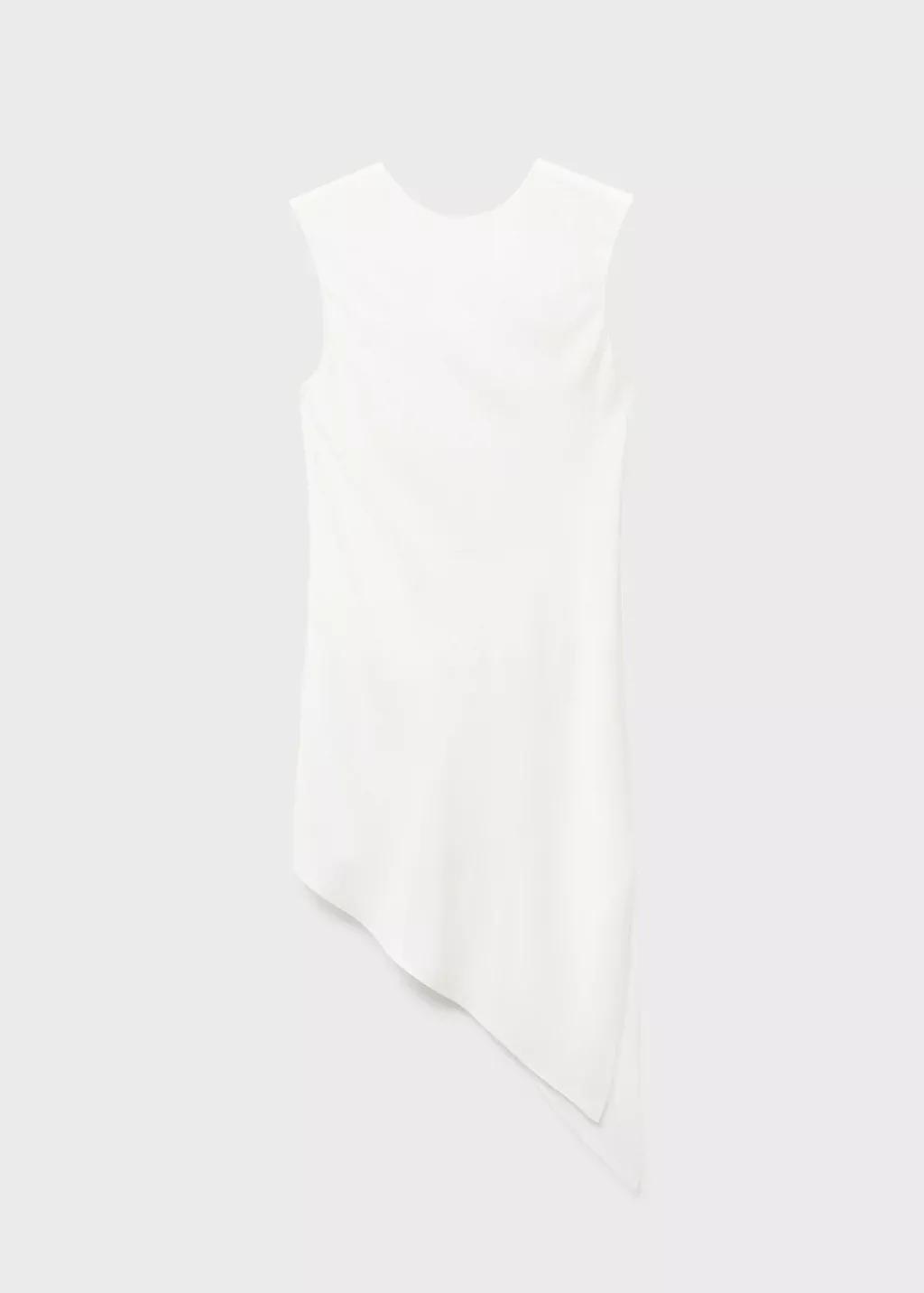 White Asymmetrical Satin Top, , large image number 6