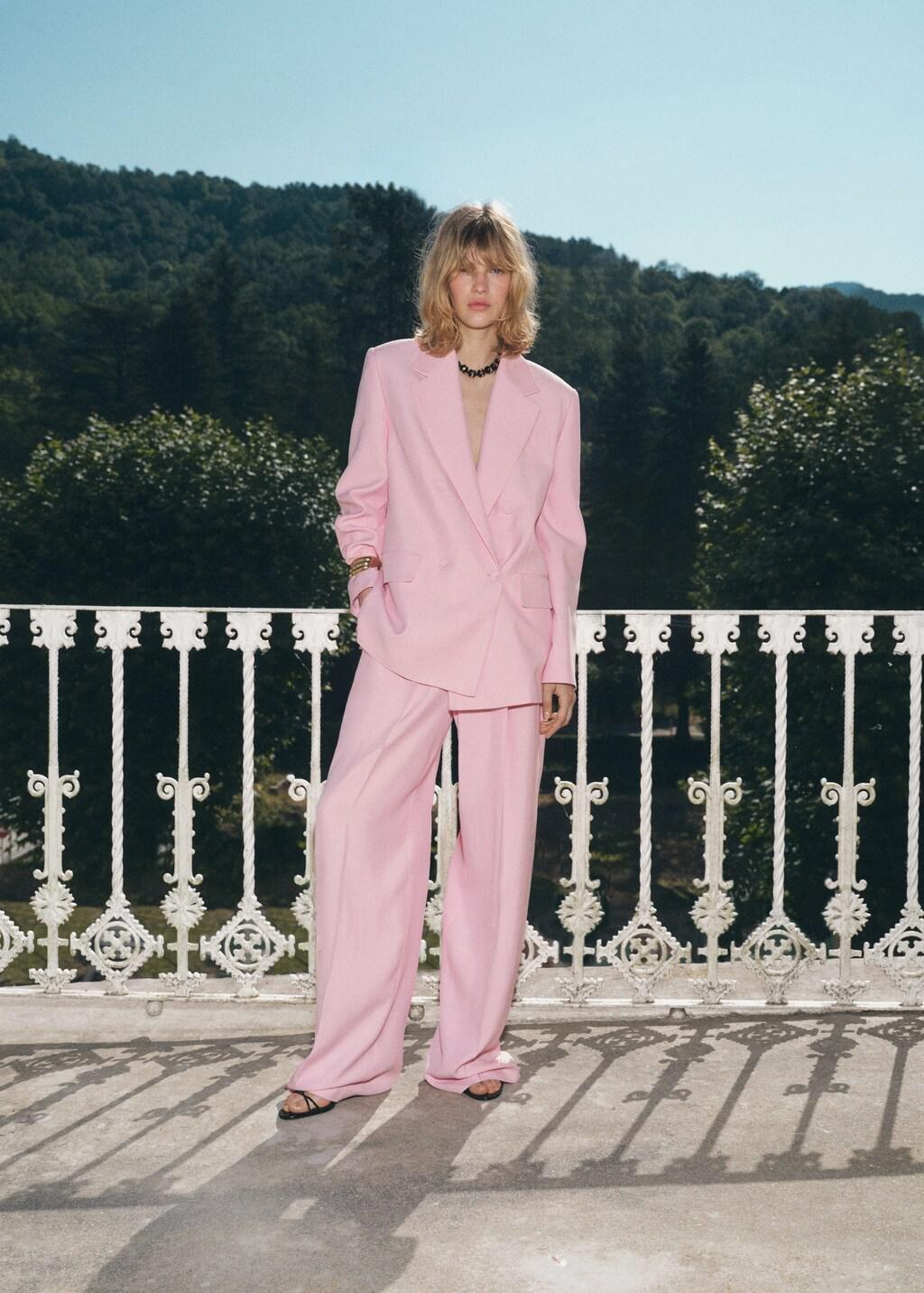 Pink Double-Breasted Suit Jacket, , large image number 1