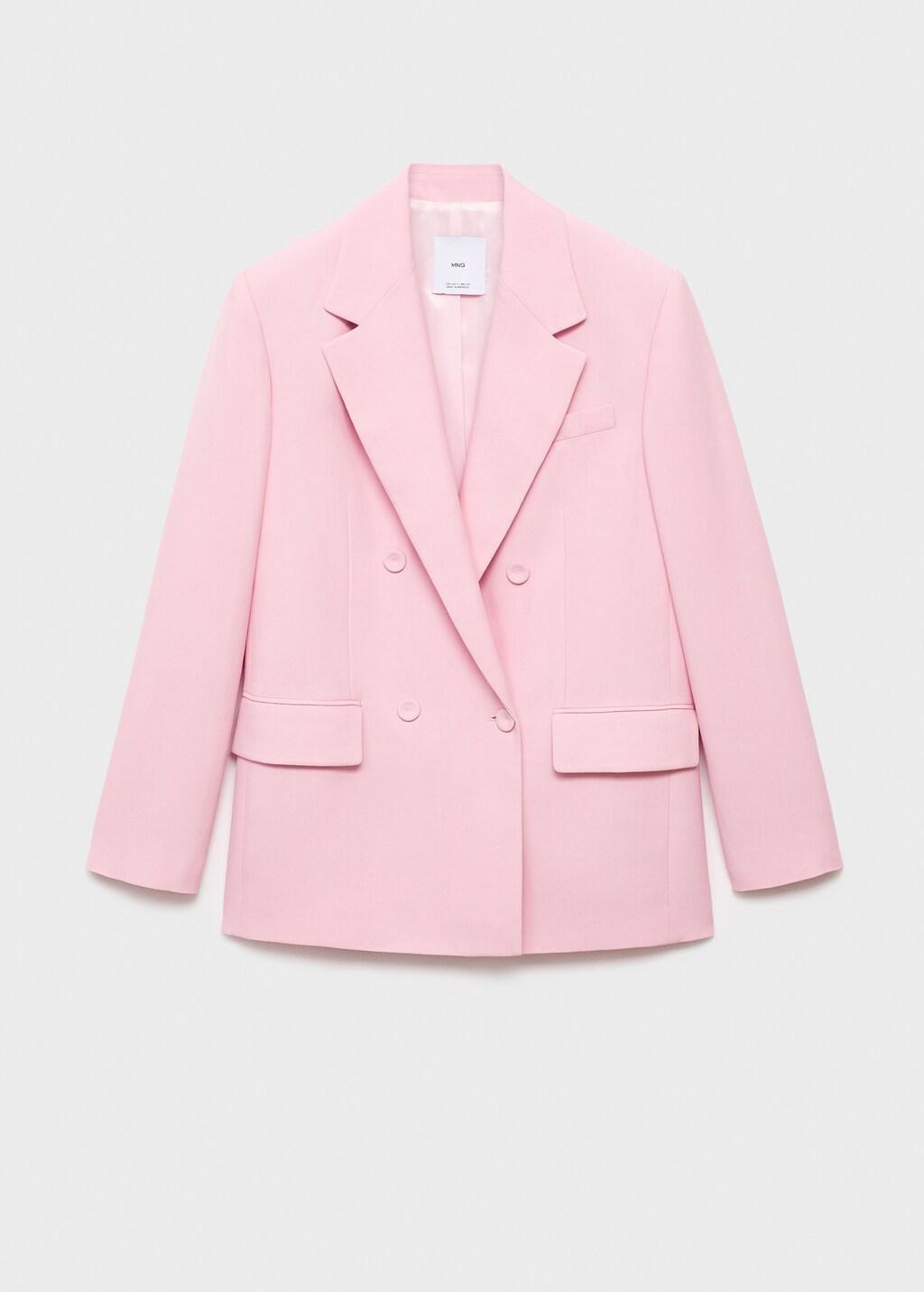 Pink Double-Breasted Suit Jacket, Pink, medium
