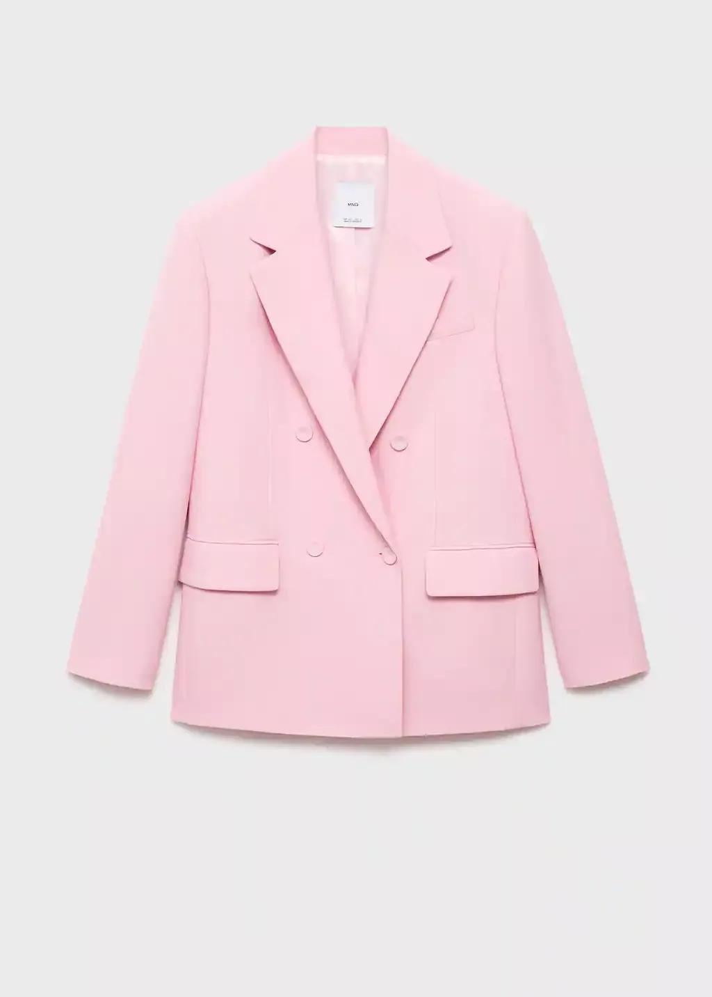 Pink Double-Breasted Suit Jacket, , large image number 6