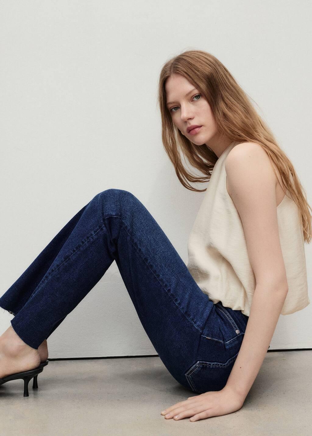 Blue Sienna Flared Cropped Jeans, , large image number 1