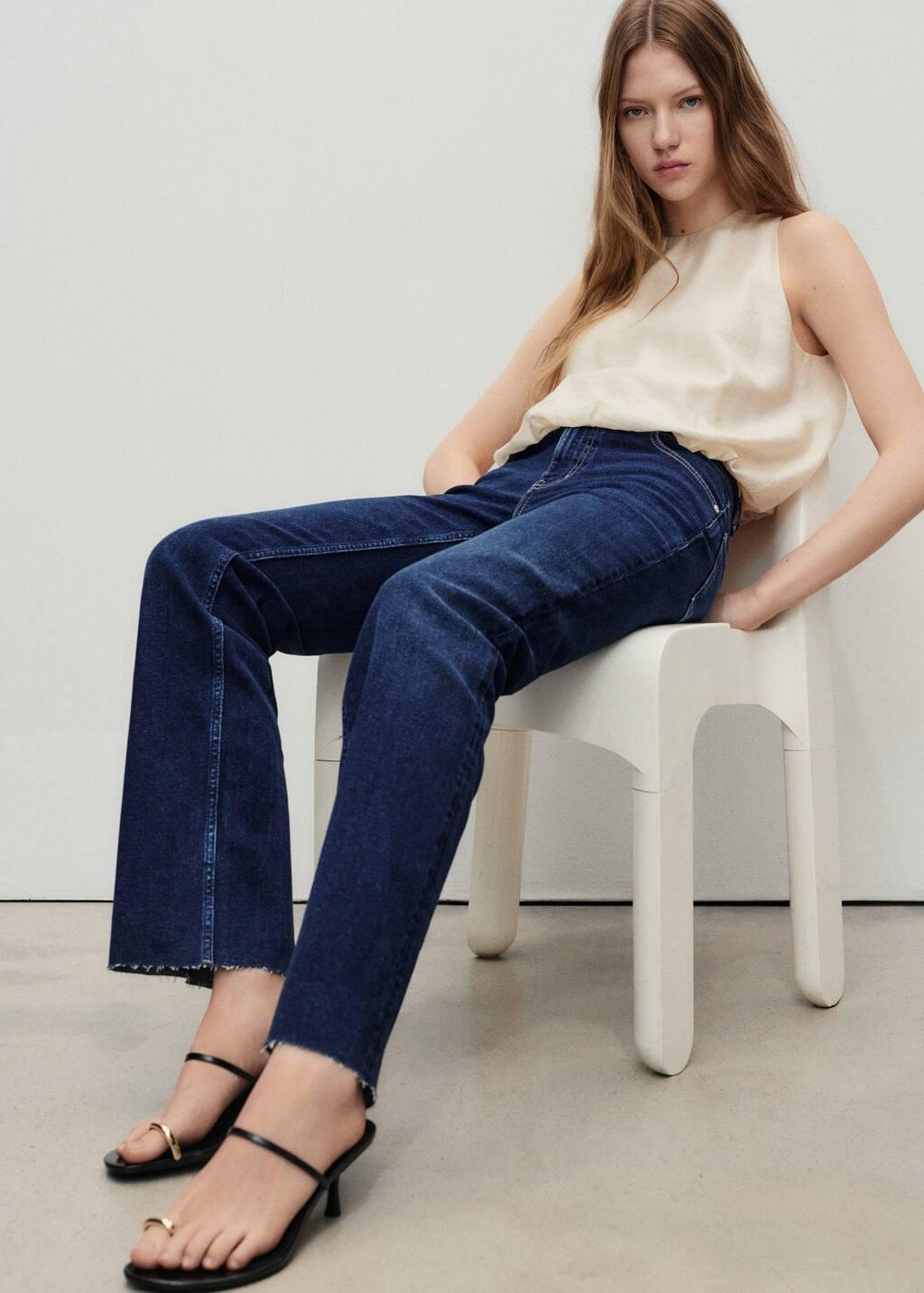 Blue Sienna Flared Cropped Jeans, , large image number 2