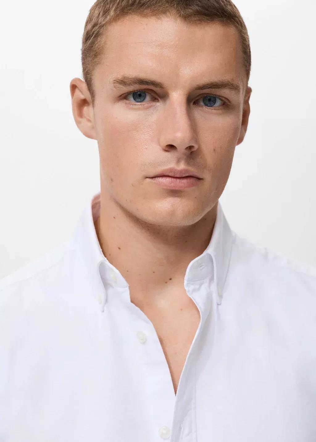 White Cotton Oxford Shirt, White, large image number 1