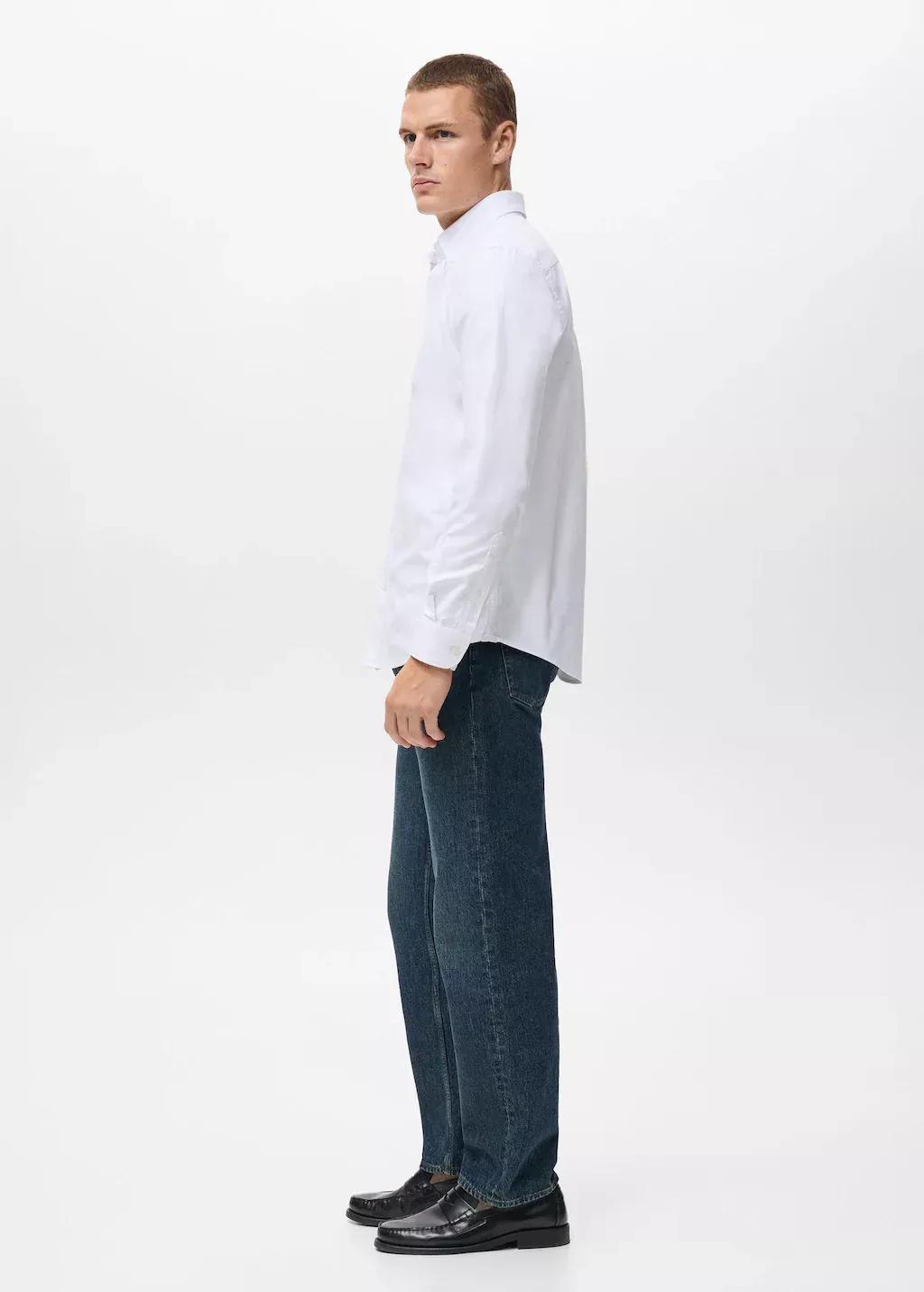 White Cotton Oxford Shirt, White, large image number 2