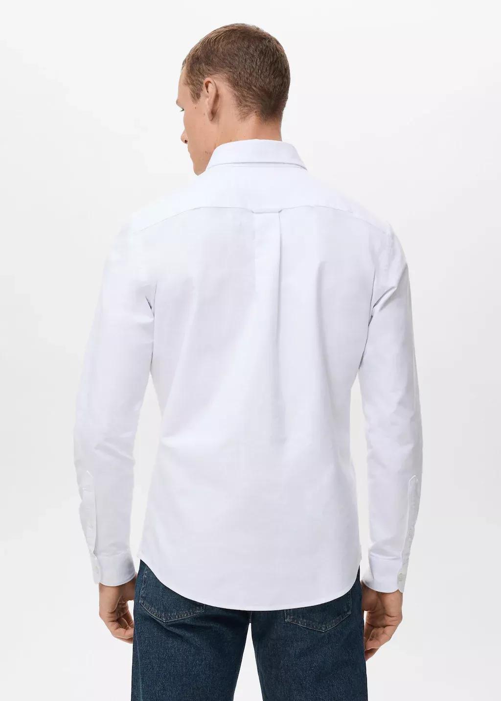 White Cotton Oxford Shirt, White, large image number 5