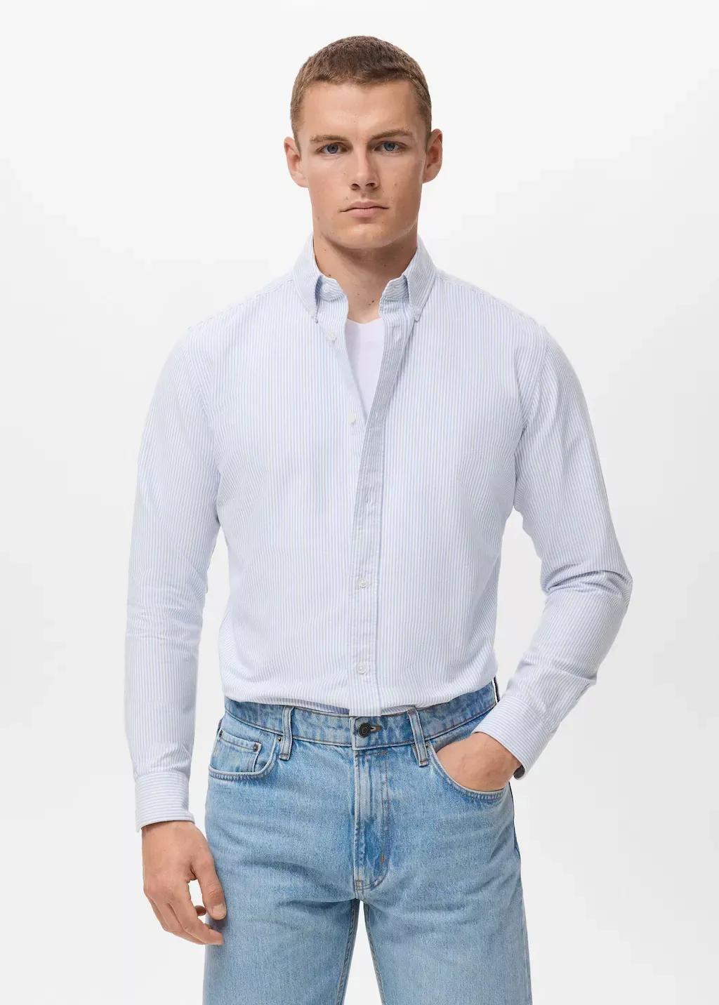 Blue Cotton Kodak Striped Shirt, Light-Pastel Blue, large image number 0