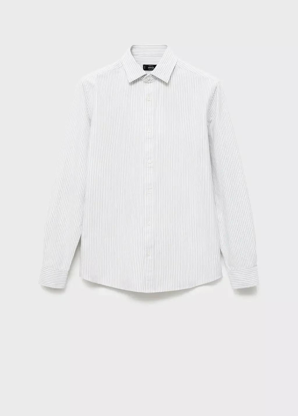 Grey Cotton Kodak Striped Shirt, Grey, large image number 3