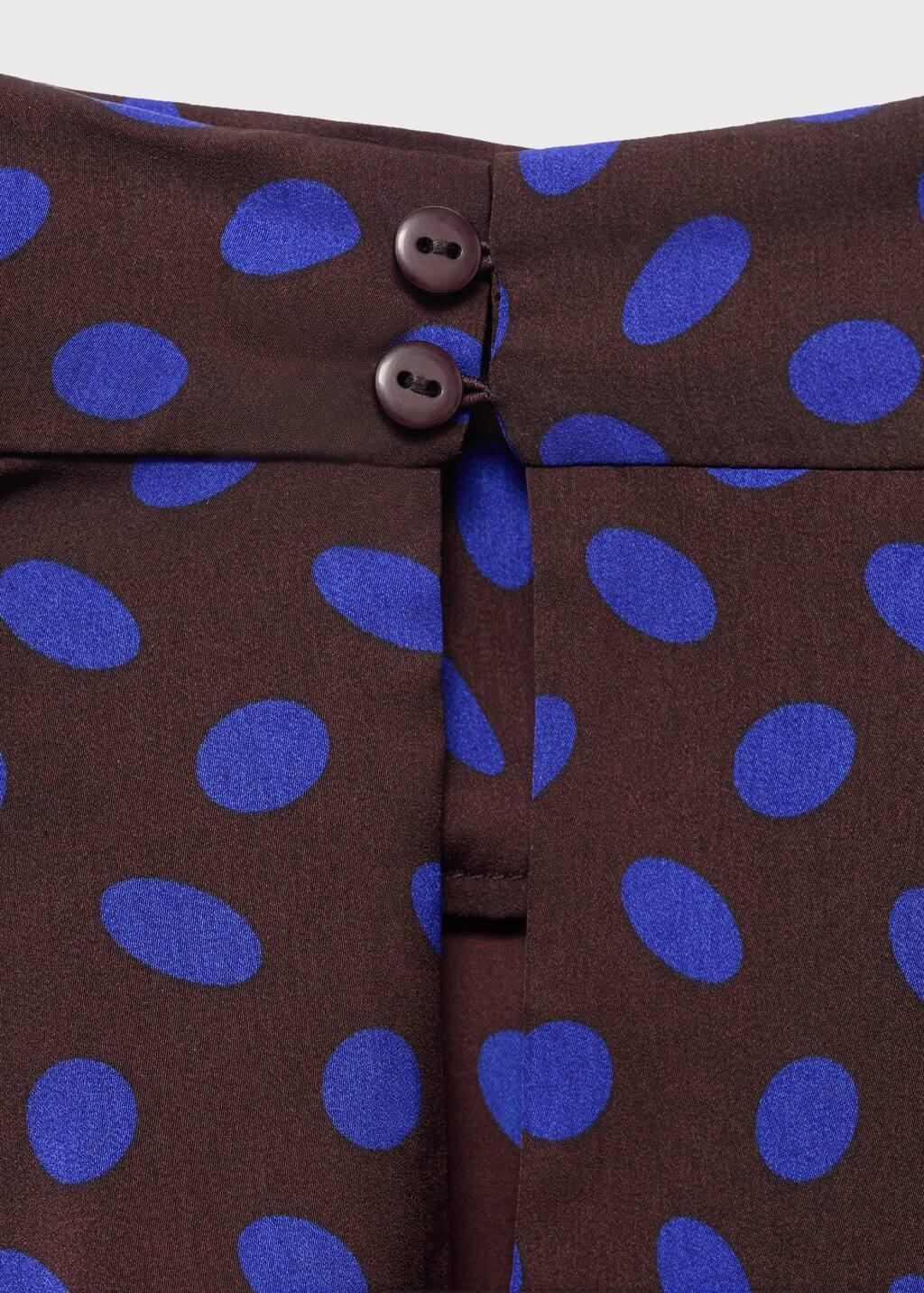 Brown Polka-Dot Blouse With Draped Collar, , large image number 5
